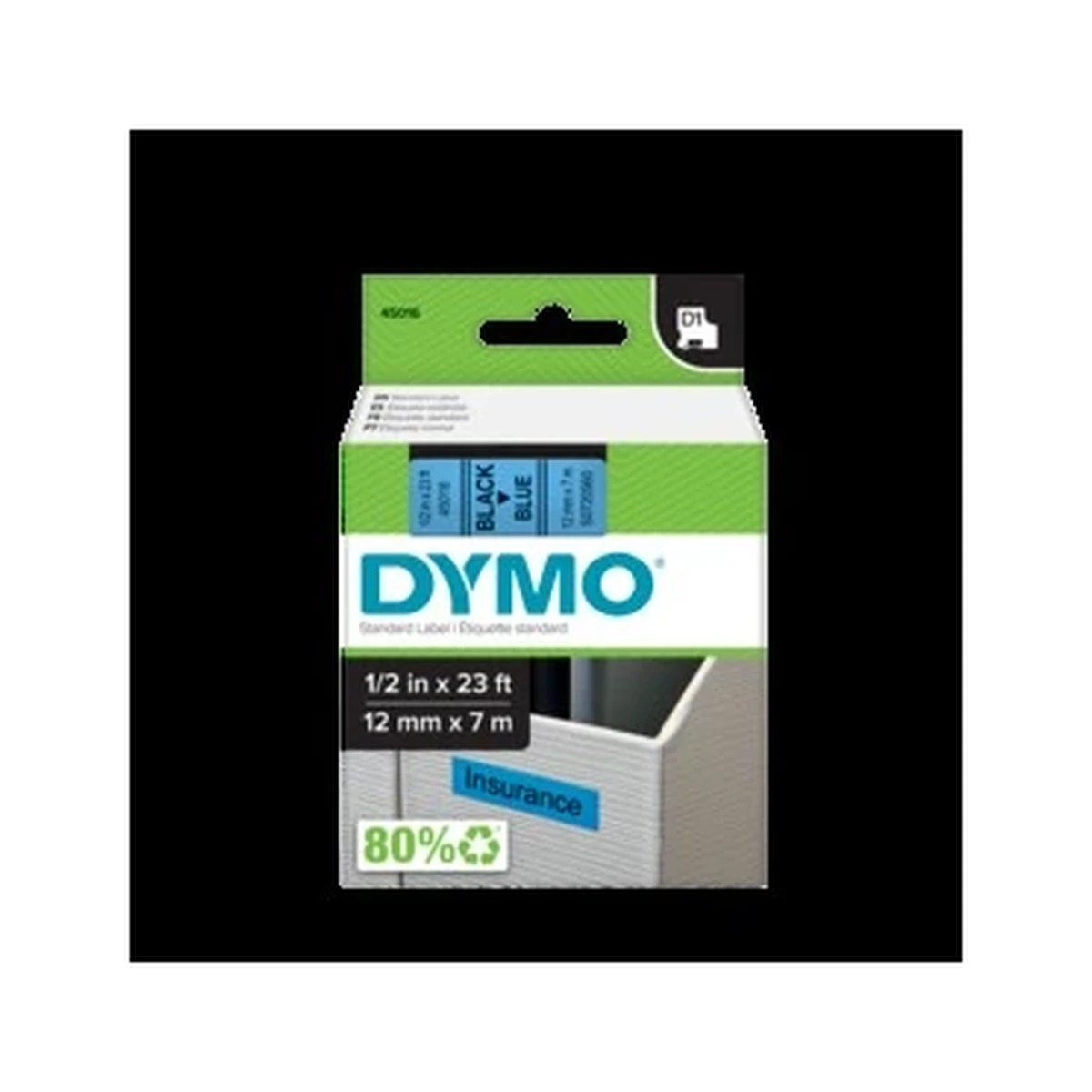 D1 cartridge, 12mmx7m, black/blue