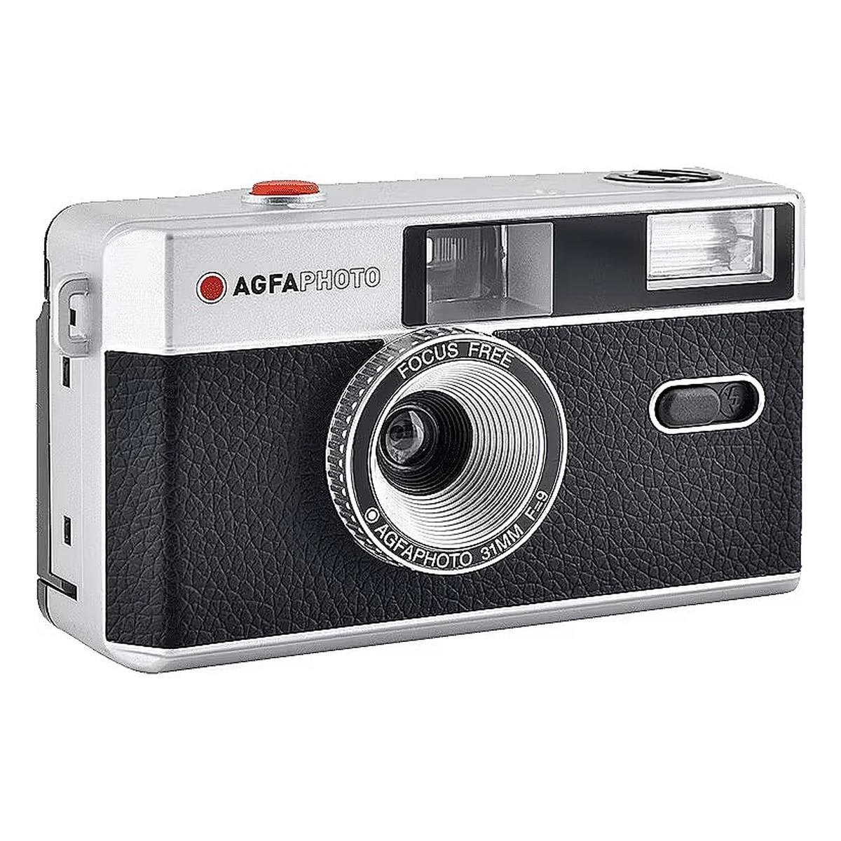Agfa Reusable 35mm Analog Camera with Flash, Black + Bag