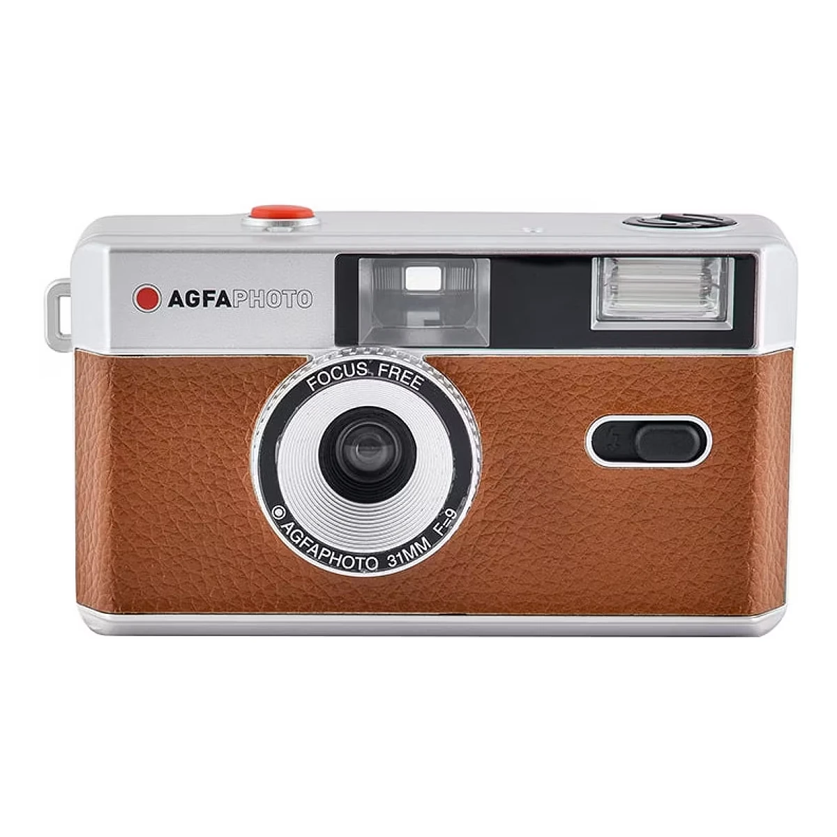 Agfa Reusable 35mm Analog Camera with Flash, Brown + Bag