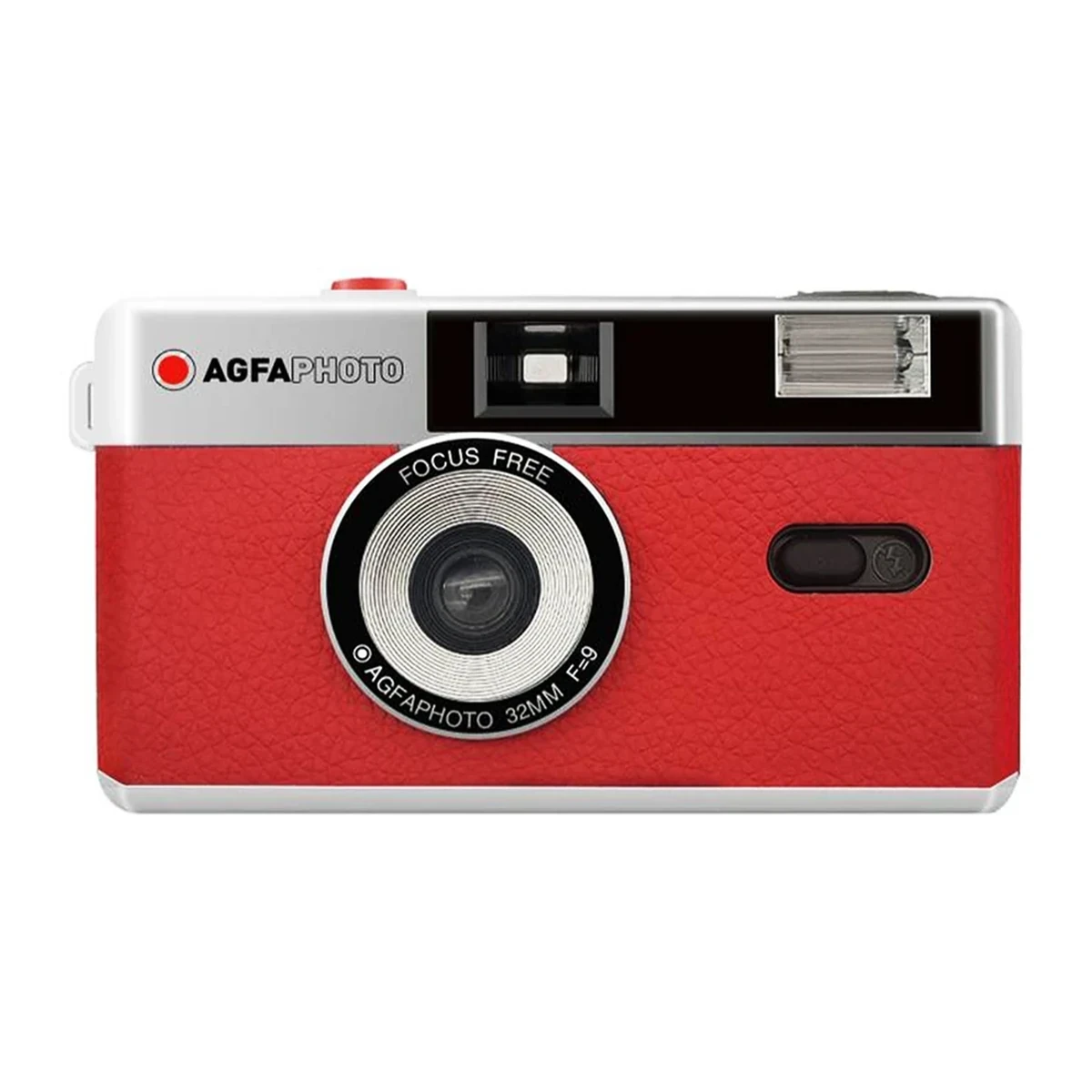 Agfa Reusable 35mm Analog Camera with Flash, Red + Bag