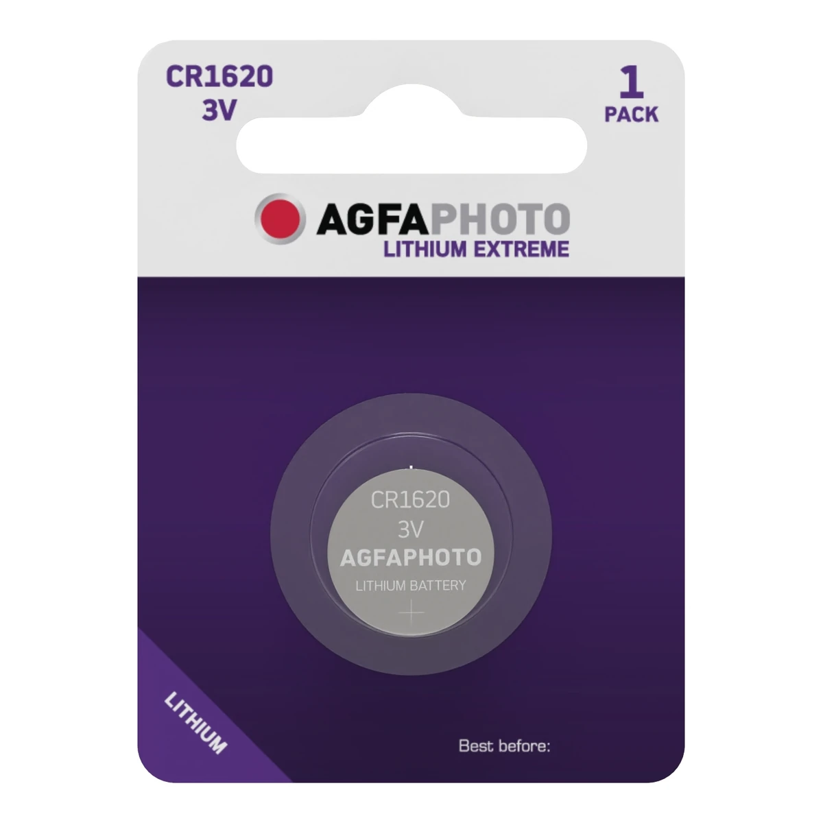 Agfa Extreme Battery CR1620, 3V, Pack of 1