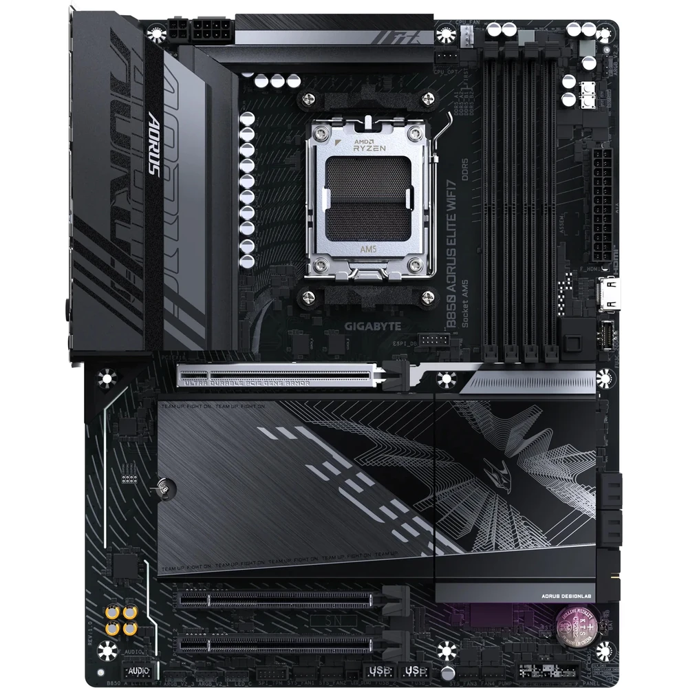 Gigabyte B850 AORUS ELITE WIFI7 Motherboard - AMD Ryzen 9000 Series CPUs, 14+2+2 Phases Digital VRM, up to 8200MHz DDR5 (OC), 1xPCIe 5.0 + 2xPCIe 4.0 M.2, 2.5 LAN, WIFI 7, USB 3.2 Gen 2x2