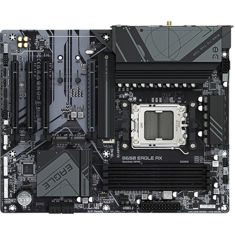 Gigabyte B850 EAGLE WIFI6E Motherboard - AMD Ryzen 9000 Series CPUs, 8+2+2 Phases Digital VRM, up to 8200MHz DDR5 (OC), 1xPCIe 5.0 + 2xPCIe 4.0 M.2, GbE LAN, WIFI 6E, USB 3.2 Gen 2