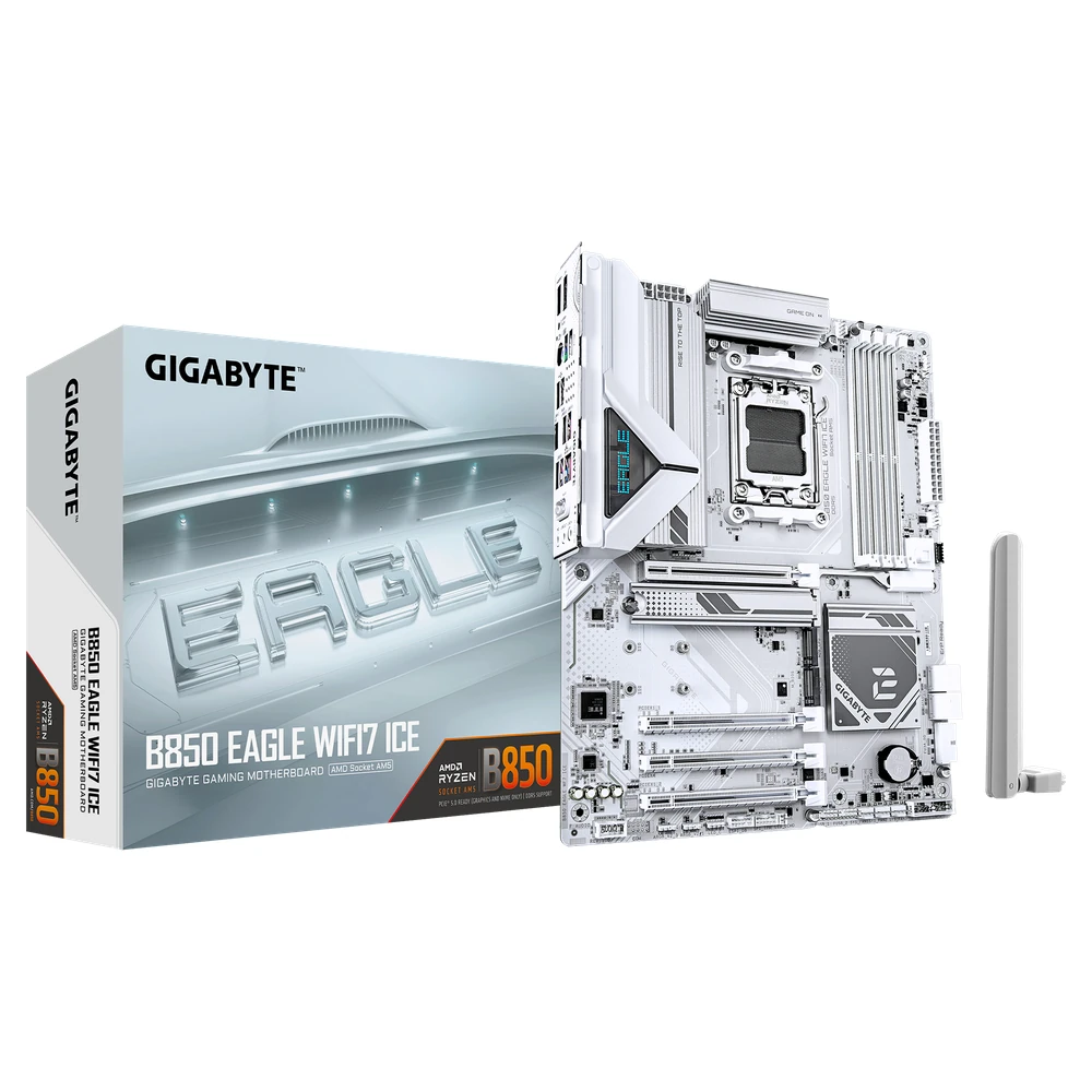 GIGABYTE B850 AORUS ELITE WIFI7 ICE Motherboard – AMD Ryzen 9000 Series CPUs, 14+2+2 Phases Digital VRM, up to 8200MHz DDR5 (OC), 1xPCIe 5.0 + 2xPCIe 4.0 M.2, 2.5 LAN, WIFI 7, USB 3.2 Gen 2×2
