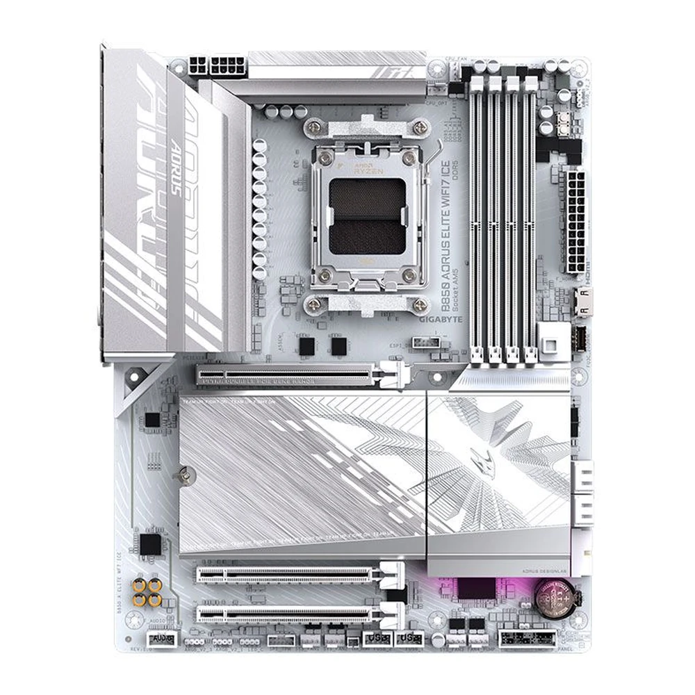 GIGABYTE B850 AORUS ELITE WIFI7 ICE Motherboard - AMD Ryzen 9000 Series CPUs, 14+2+2 Phases Digital VRM, up to 8200MHz DDR5 (OC), 1xPCIe 5.0 + 2xPCIe 4.0 M.2, 2.5 LAN, WIFI 7, USB 3.2 Gen 2x2