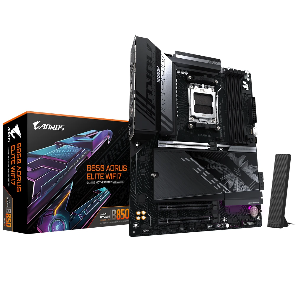 GIGABYTE B850 EAGLE WIFI7 ICE Motherboard - AMD Ryzen 9000 Series CPUs, 8+2+2 Phases Digital VRM, up to 8200MHz DDR5 (OC), 1xPCIe 5.0 + 2xPCIe 4.0 M.2, WIFI 7, 2.5 GbE LAN, USB 3.2 Gen 2