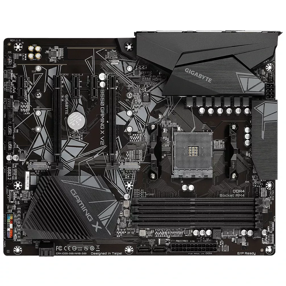 Gigabyte B550 Gaming X V2 Motherboard - Supports AMD Ryzen 5000 Series AM4 CPUs, 10+3 Phases Digital Twin Power Design, up to 4733MHz DDR4 (OC), 2xPCIe 3.0 M.2, GbE LAN, USB 3.2 Gen1