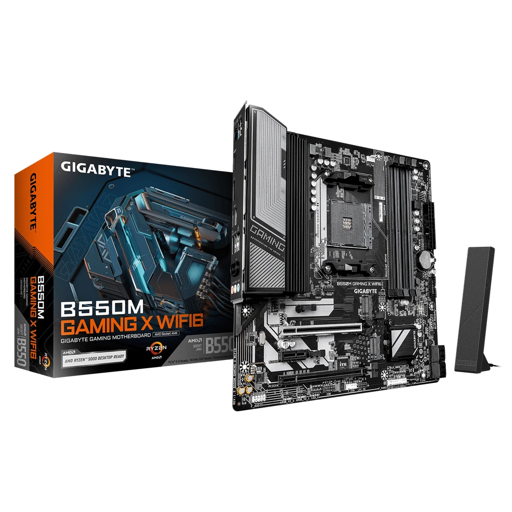 Gigabyte B550 EAGLE WIFI6 Motherboard - AMD Ryzen 5000 G-Series CPUs, 10+3+1 Phases VRM, up to 3200MHz DDR4, 1xPCIe 4.0 + 1xPCIe 3.0 M.2, 1GbE LAN, WIFI 6, USB 3.2 Gen 2