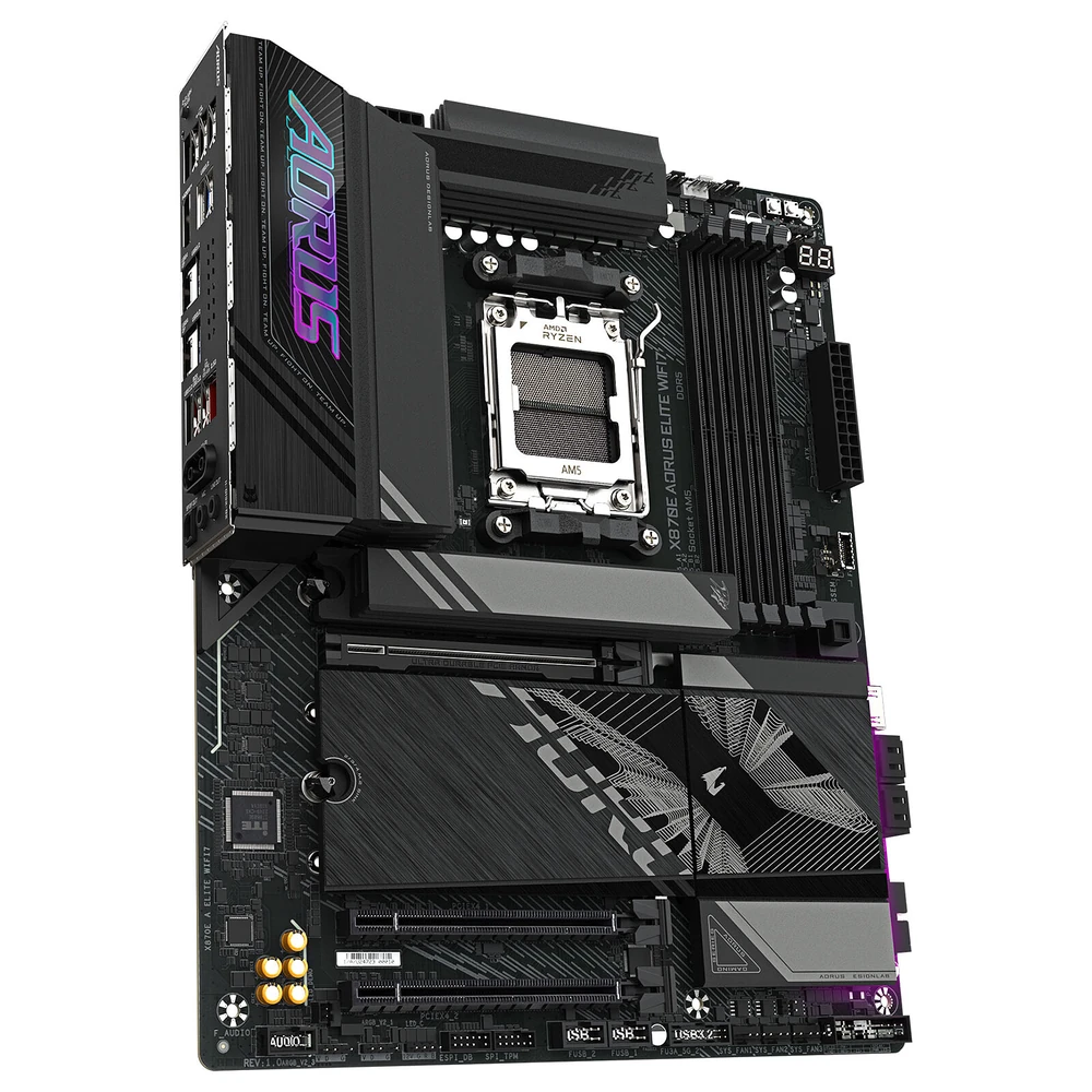 GIGABYTE X870E AORUS ELITE WIFI7 Motherboard - Supports AMD Ryzen 9000 CPUs, 16+2+2 Phases Digital VRM, up to 8000Hz DDR5 (OC), 3xPCIe 5.0, Wi-Fi 7, 2.5GbE LAN, USB 4