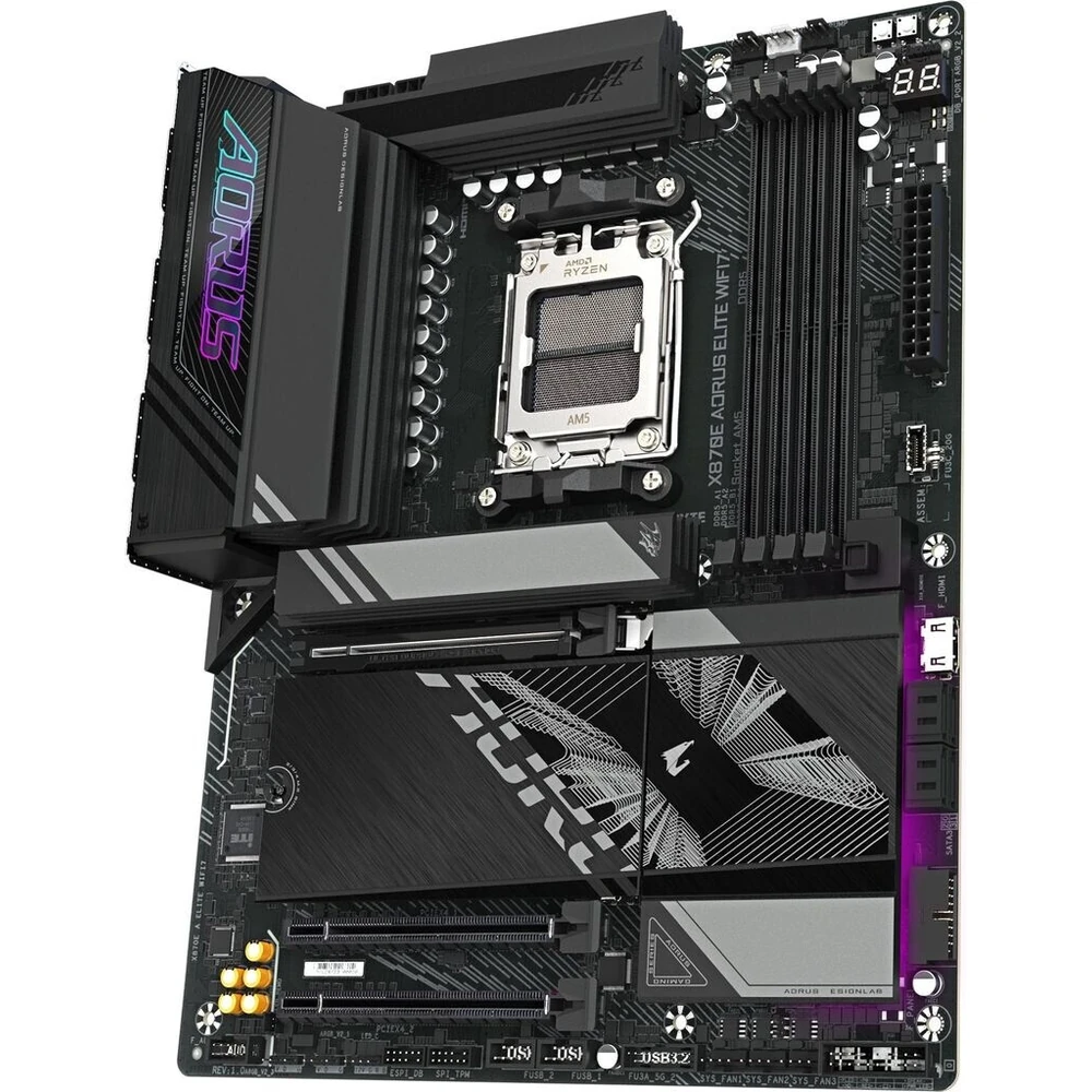 GIGABYTE X870E AORUS ELITE WIFI7 Motherboard - Supports AMD Ryzen 9000 CPUs, 16+2+2 Phases Digital VRM, up to 8000Hz DDR5 (OC), 3xPCIe 5.0, Wi-Fi 7, 2.5GbE LAN, USB 4