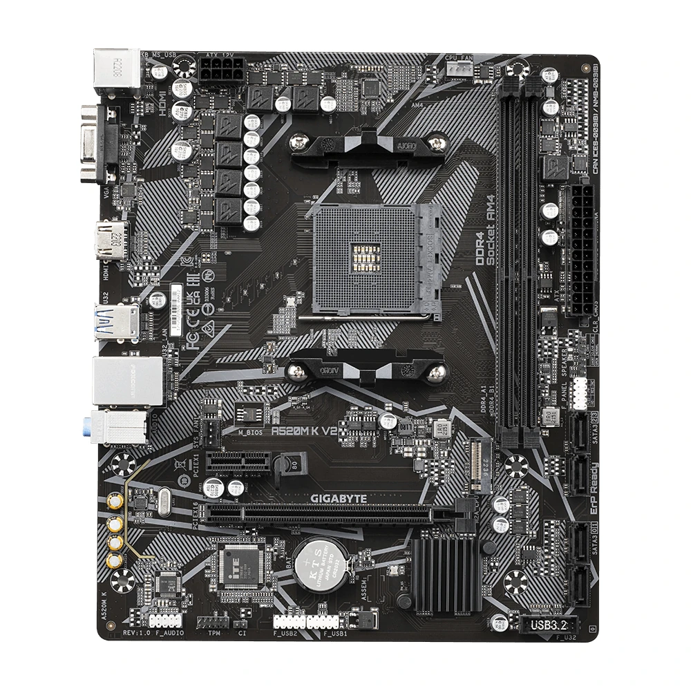 GIGABYTE A520M K V2 MicroATX Motherboard [with AMD A520 Chipset] MB6136