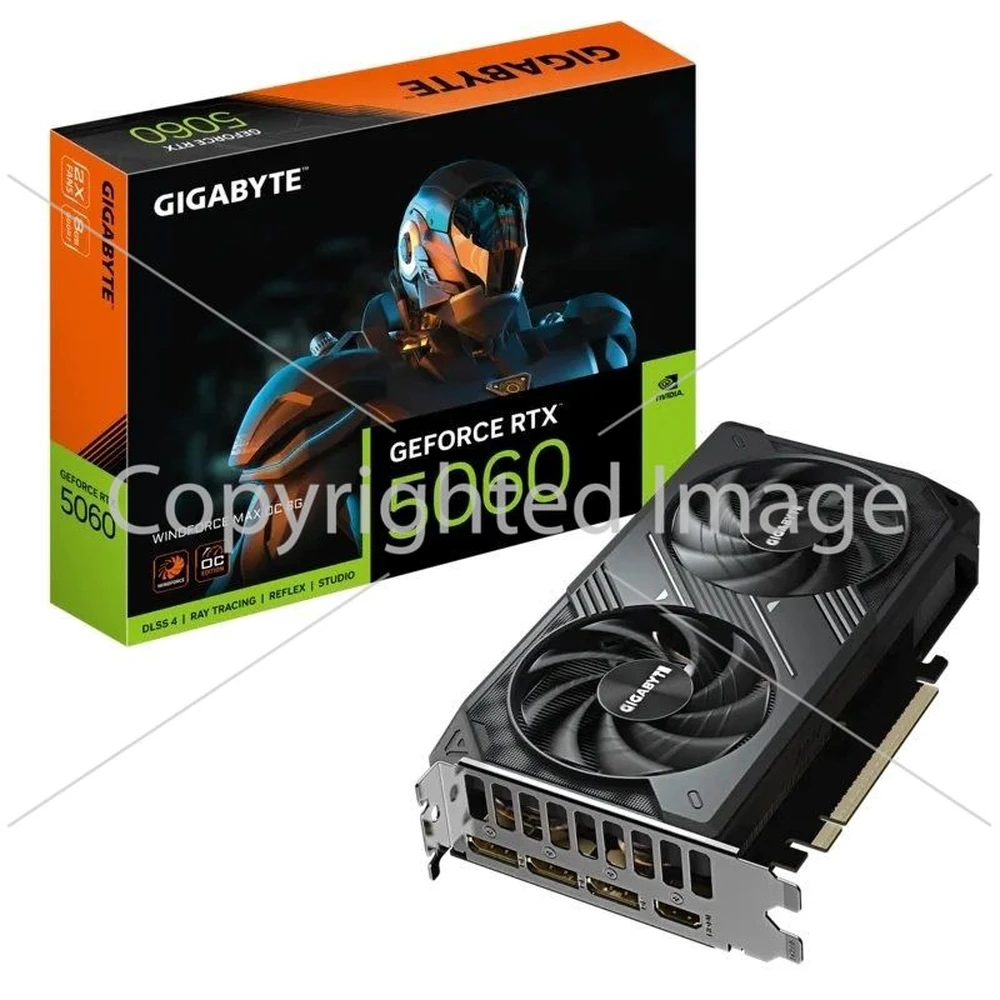 Gigabyte GeForce RTX 5060 WINDFORCE MAX OC 8G Graphics Card - 8GB GDDR7, 128bit, PCI-E 5.0, 2512MHz Core Clock, 3 x DP, 1 x HDMI, NVIDIA DLSS 4, GV-N5060WF2MAX OC-8GD