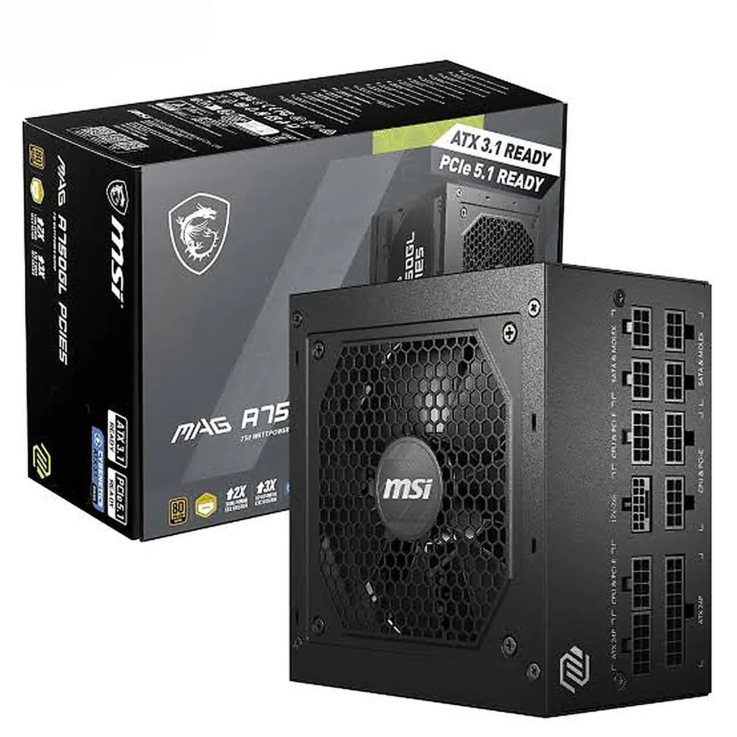 MSI MAG A750GL PCIE5 Power Supply Unit 750 W 20+4 Pin ATX ATX Black