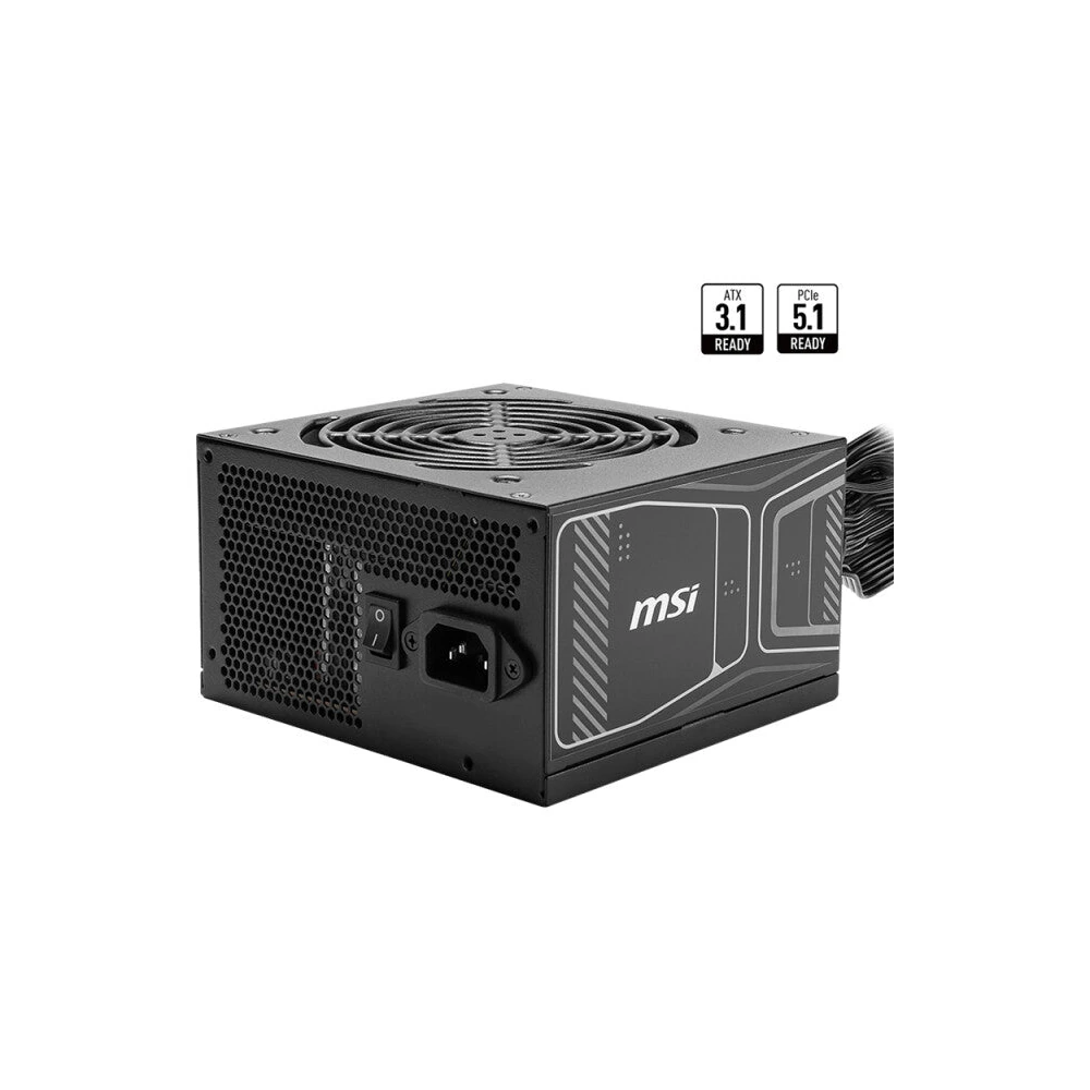 MSI MAG A650BN UK PSU ‘650W, 80 Plus Bronze Certified, 12V Single-Rail, DC-to-DC Circuit, 120mm Fan, Non-Modular, Sleeved Cables, ATX Power Supply Unit, UK Powercord, Black’
