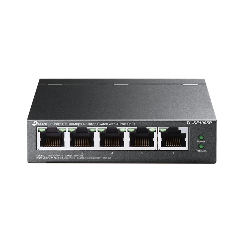 5-Port 10/100 Mbps Desktop Switch with 4-Port PoE+