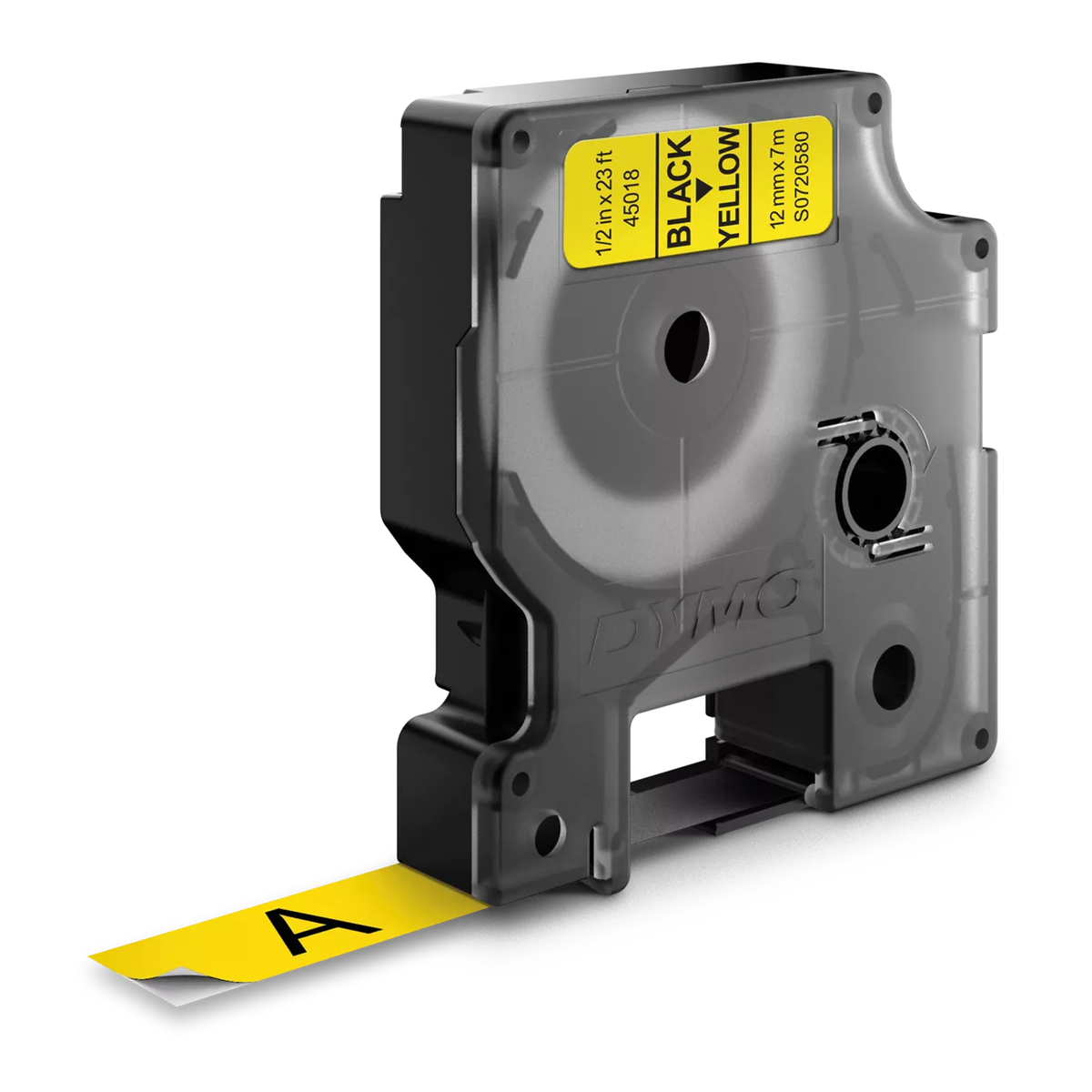Dymo D1 cassette, 12mmx7m, black/yellow