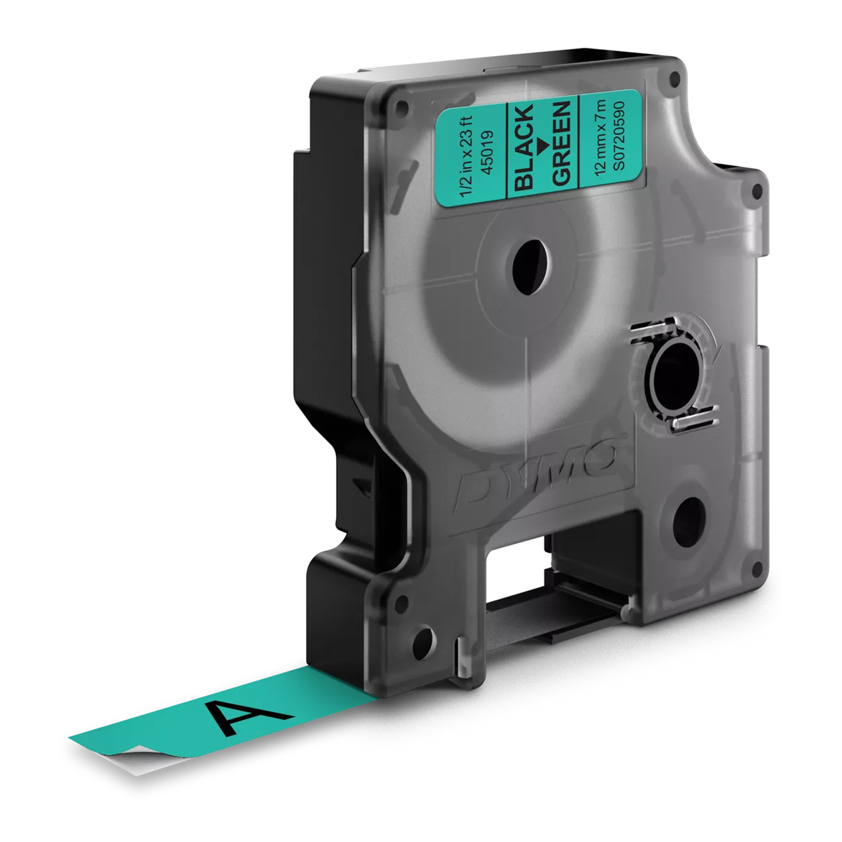 Dymo D1 cassette, 12mmx7m, black/green