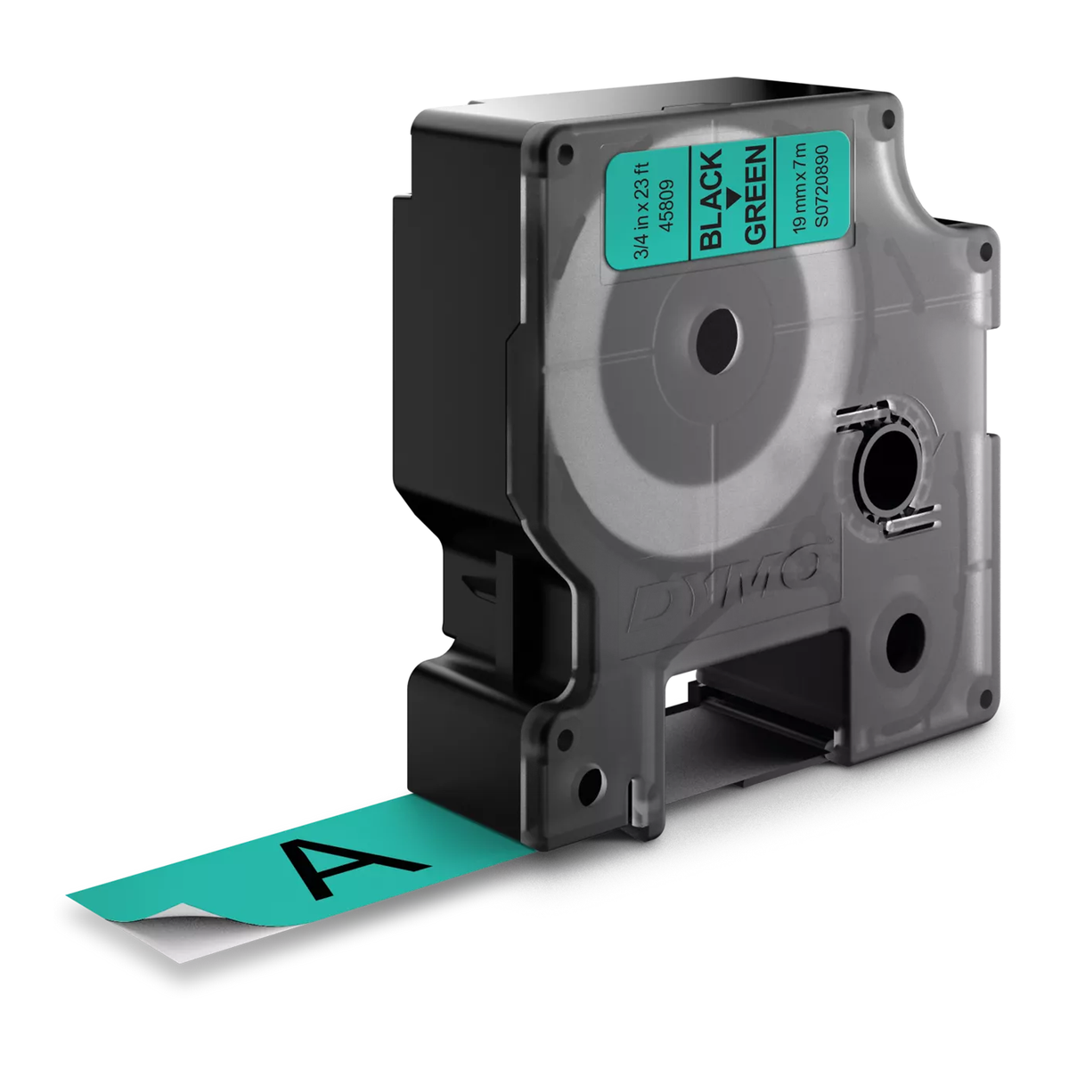 Dymo D1 cassette, 19mmx7m, black/green