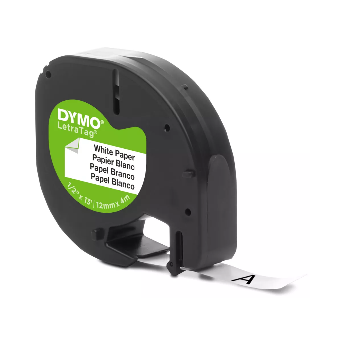 Dymo LETRATAG paper cassette, 12mmx4m, white
