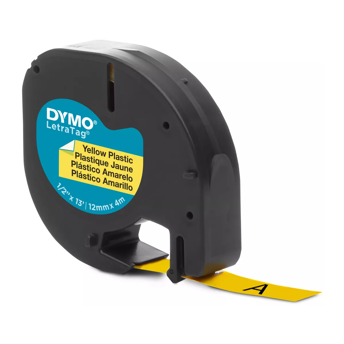Dymo LETRATAG plastic cassette, 12mmx4m, yellow