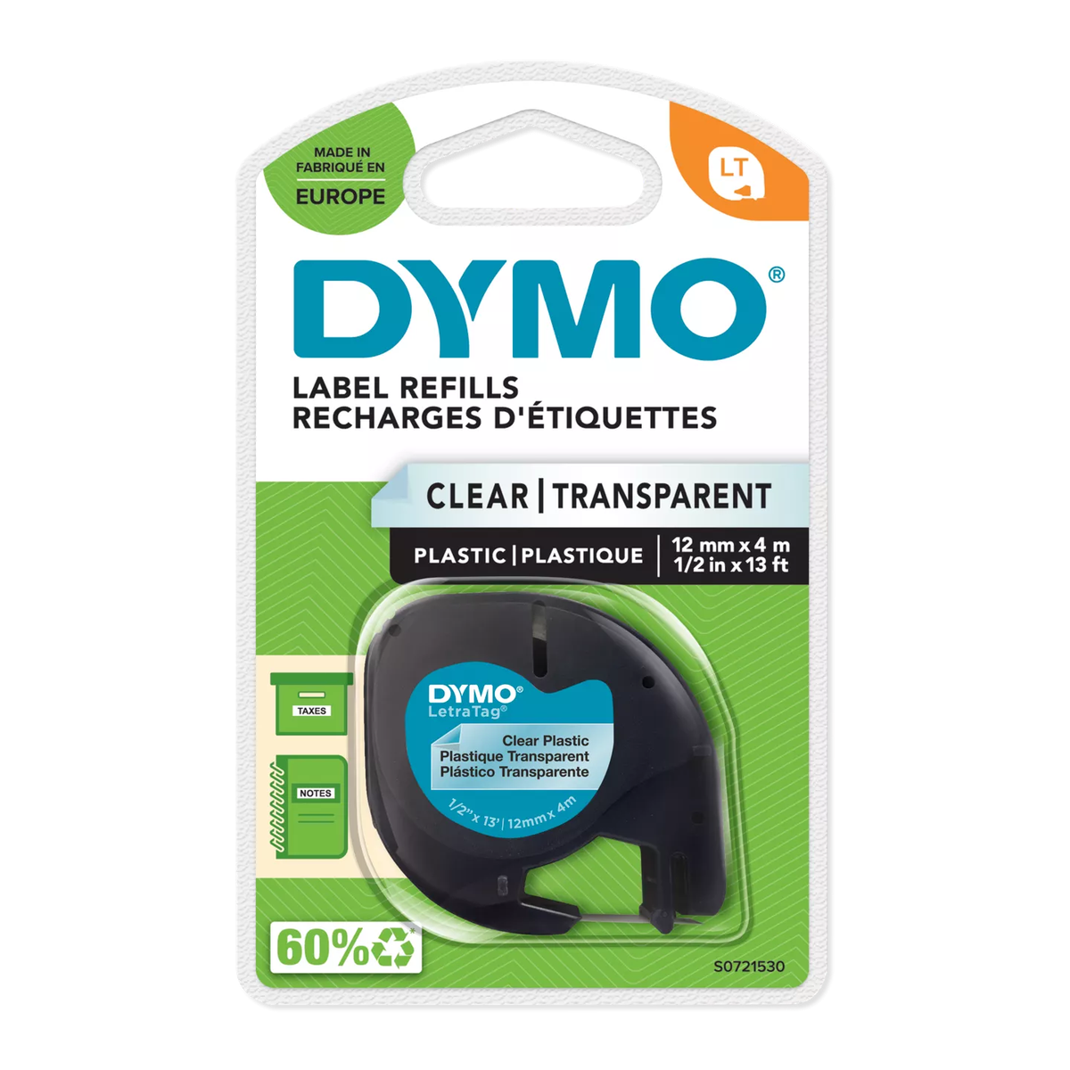 Dymo LETRATAG TAPE PLAST.CLEAR W.EU - clear