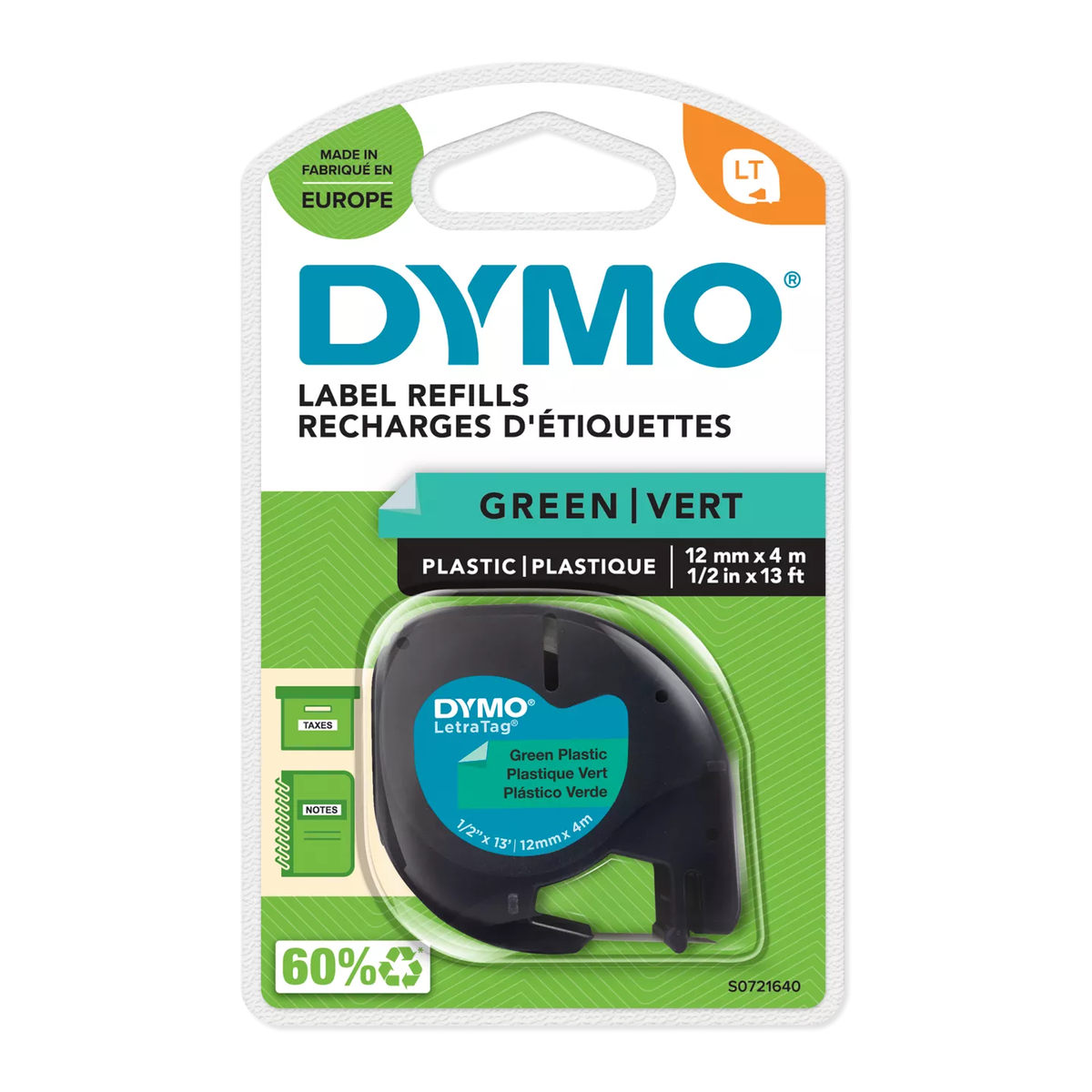Dymo LETRATAG TAPE PLAST GREEN UK/F - green