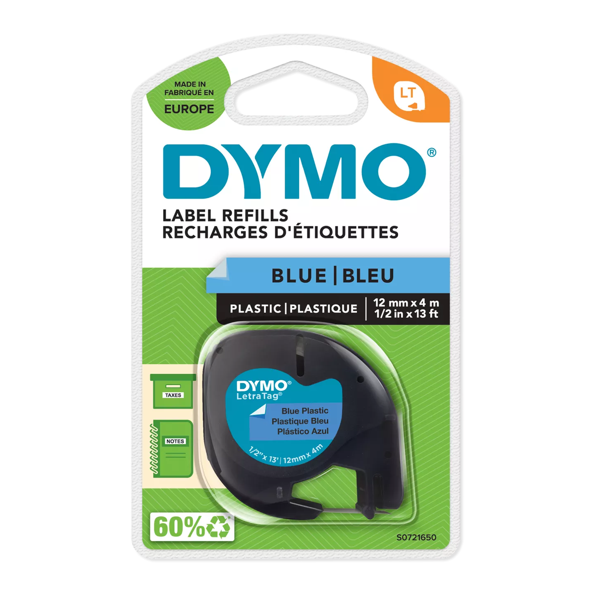 Dymo LETRATAG TAPE PLAST BLUE UK/FR - blue