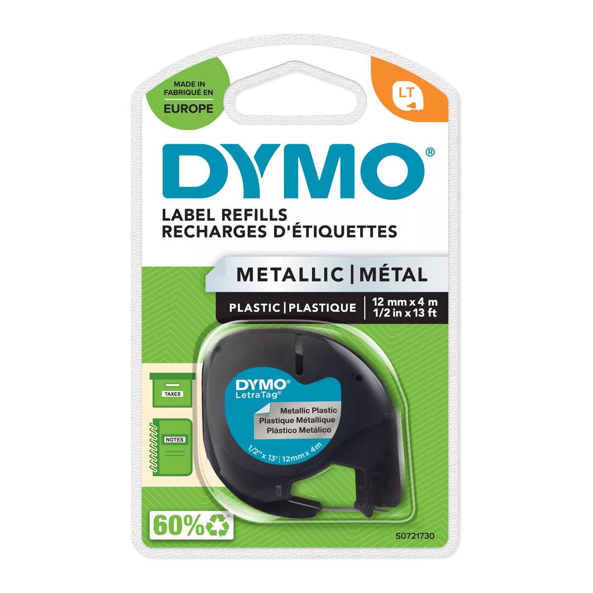 Dymo LETRATAG TAPE METAL SILV UK/FR - metallic silver