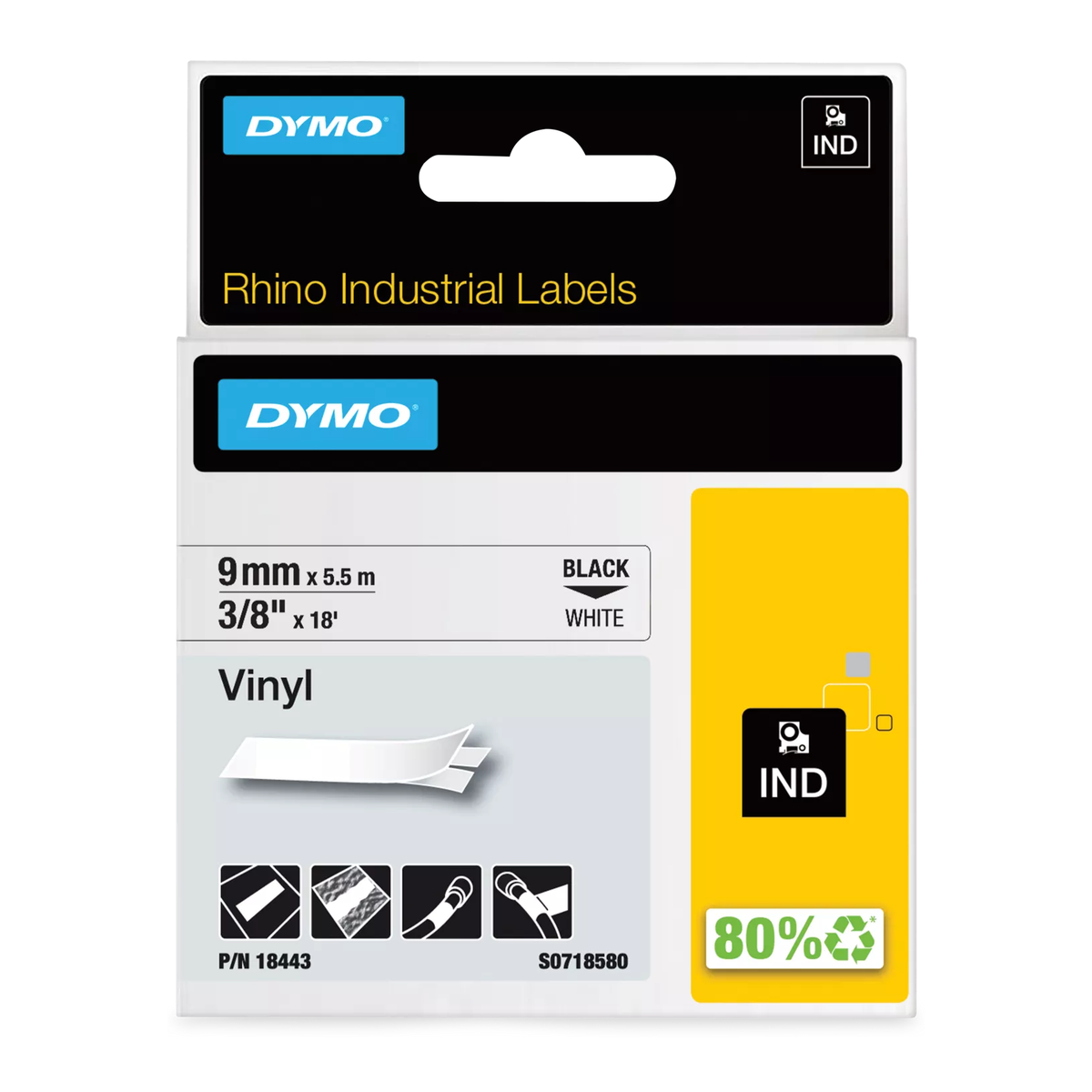 Dymo RHINO colored PVC 9mm black/white