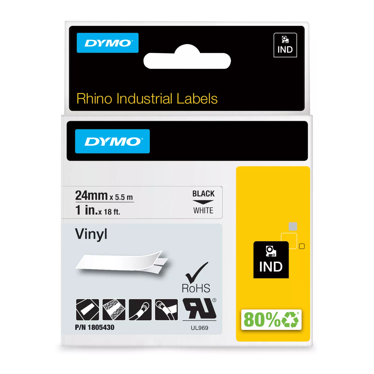 Dymo RHINO colored PVC 24mm black/white