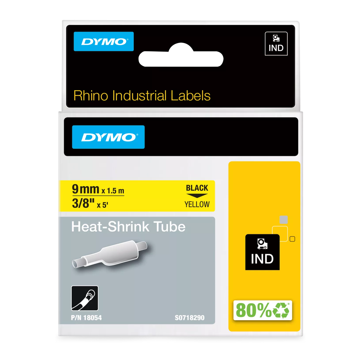 Dymo Heat-shrink tube, 9mm, yellow