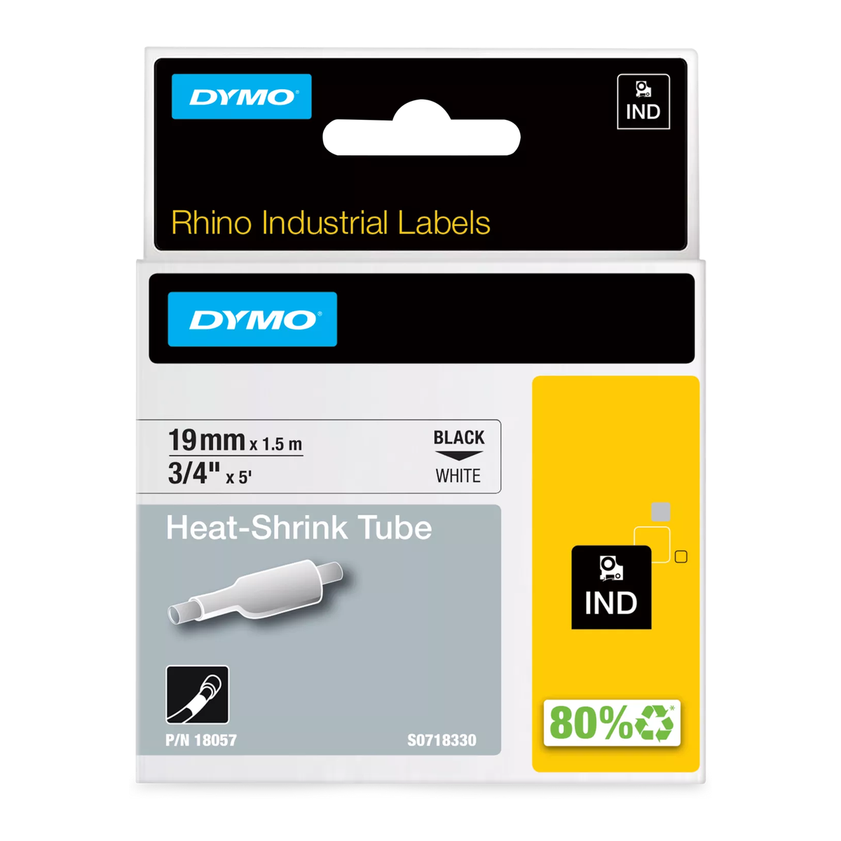 Dymo Heat-shrink tube, 19mm, white
