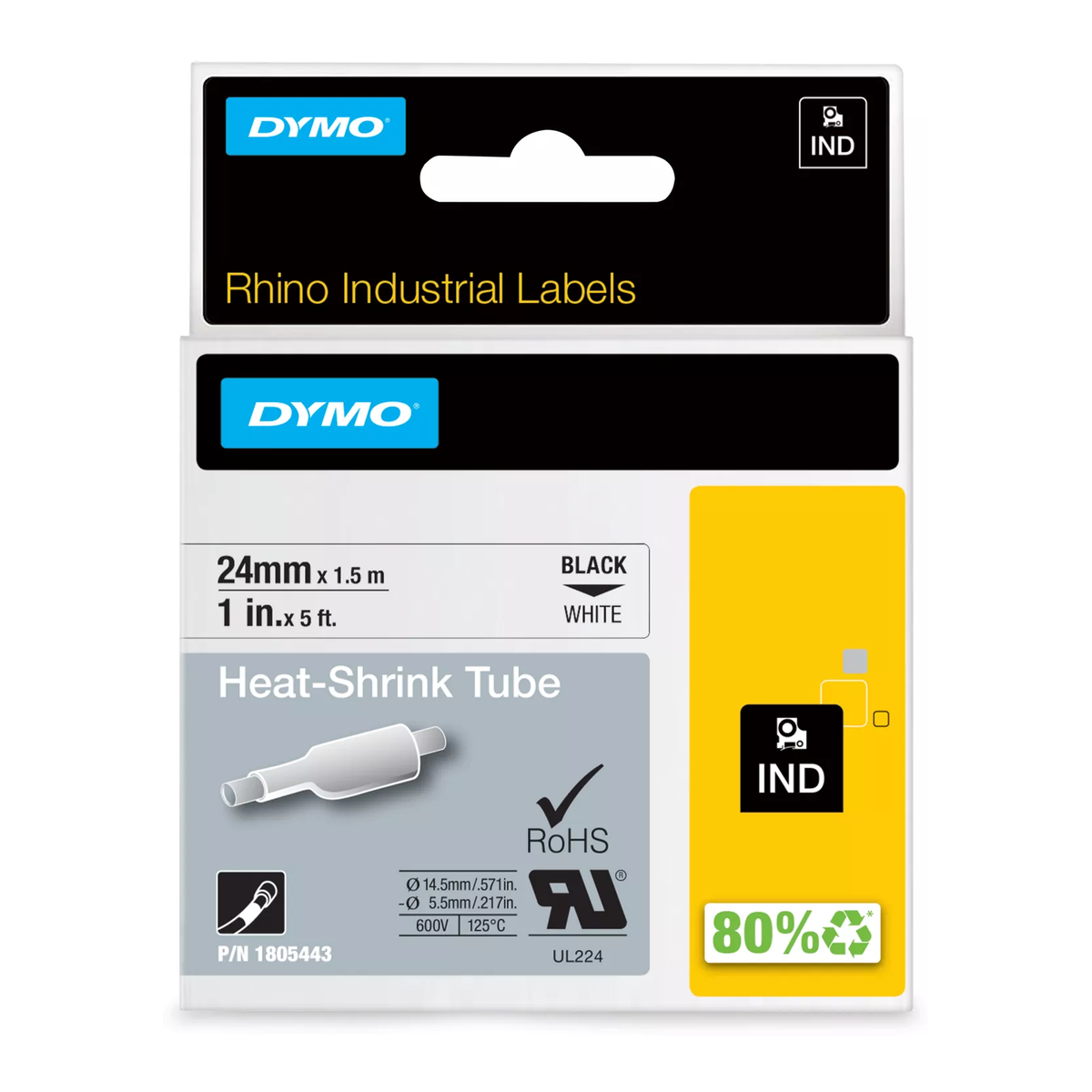 Dymo Heat-shrink tube, 24mm, white