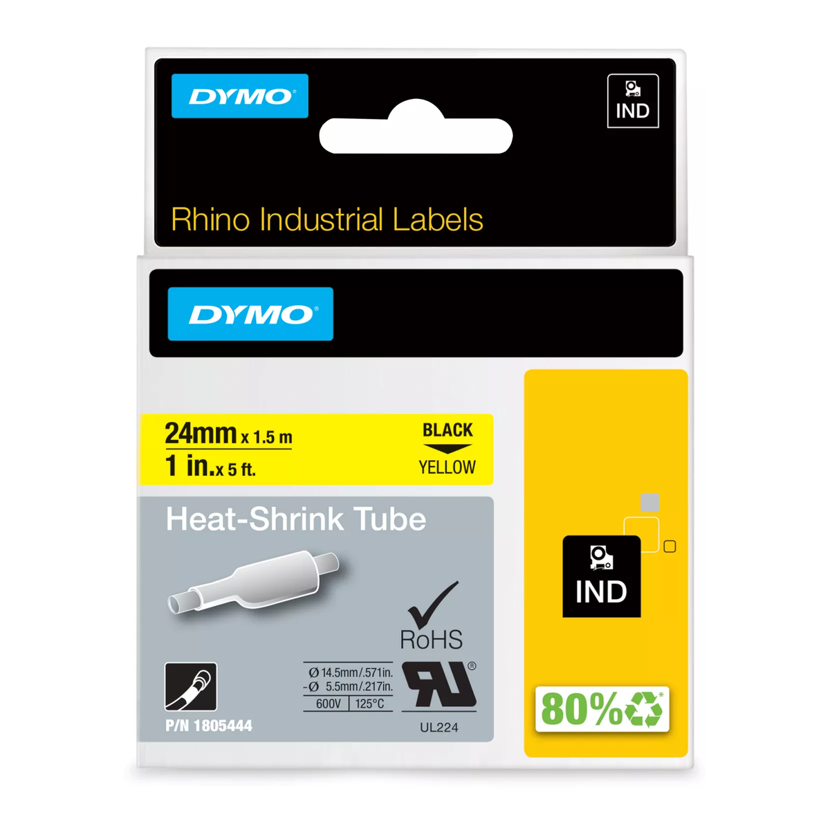 Dymo Heat-shrink tube, 24mm, yellow