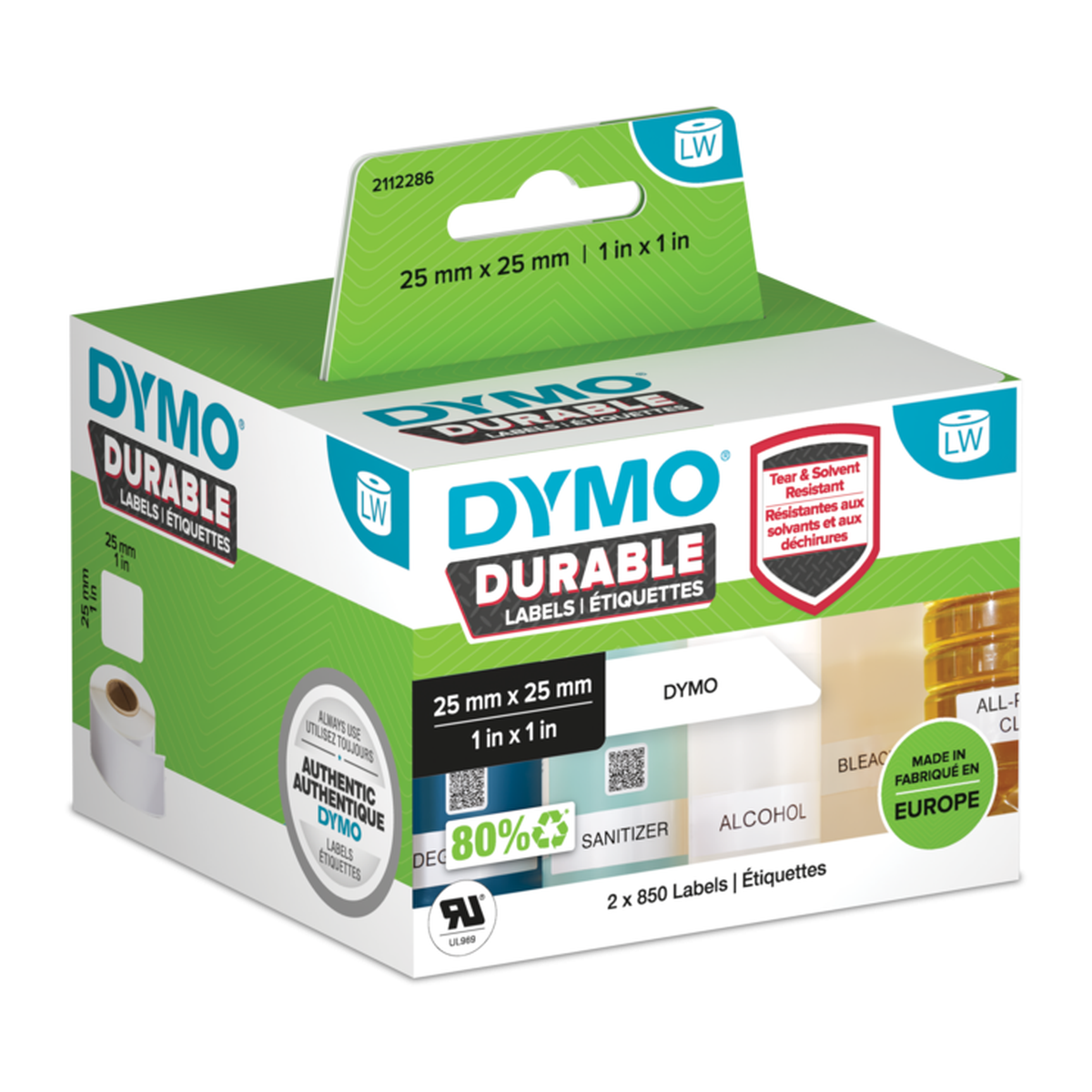 Dymo Durable square multi-purpose label (25mm x 25mm)