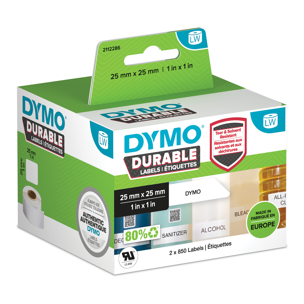 Dymo Durable square multi-purpose label (25mm x 25mm)