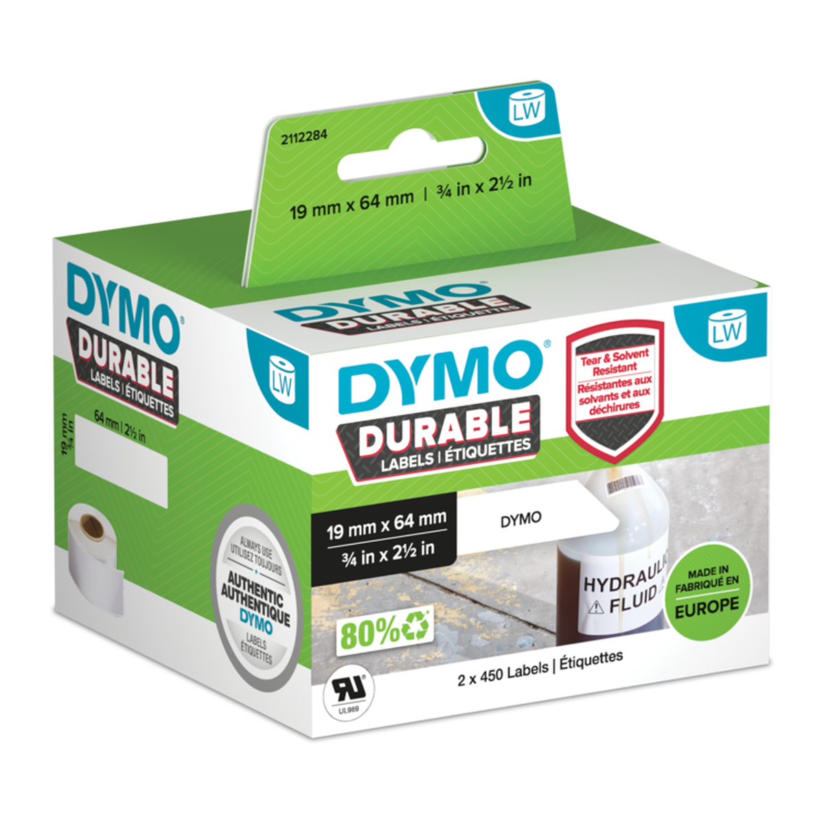 Dymo Durable barcode label (19mm x 64mm)