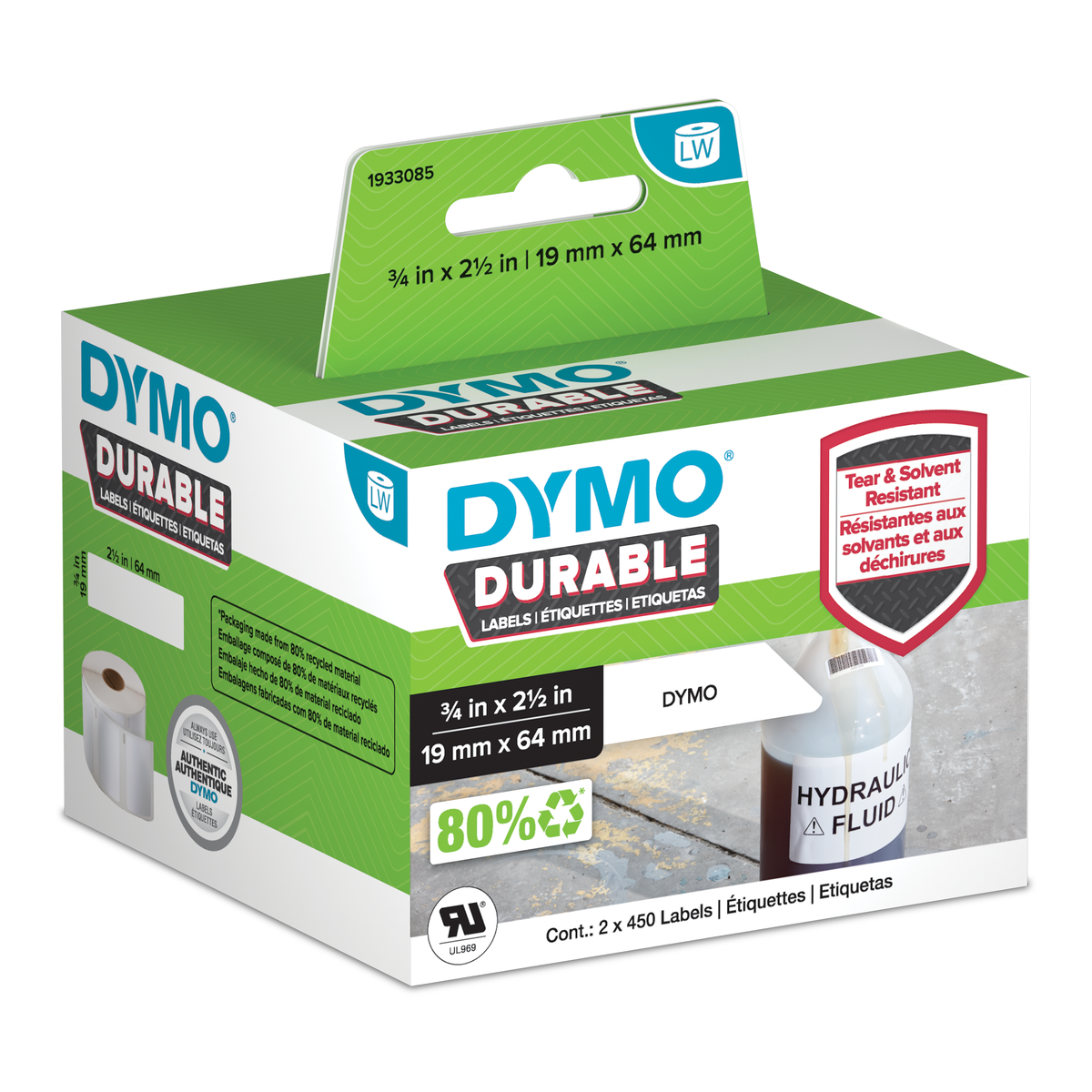 Dymo Durable barcode label (19mm x 64mm)
