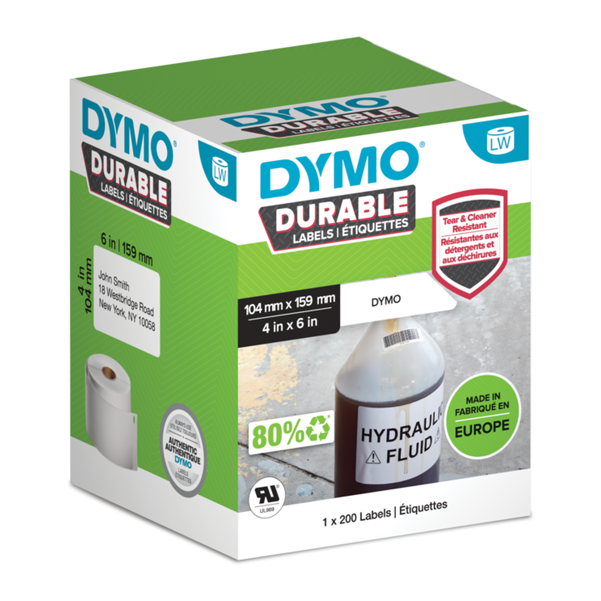 Dymo Durable extra-large shipping label (104mm x 159mm) compatible with 4XL printer only
