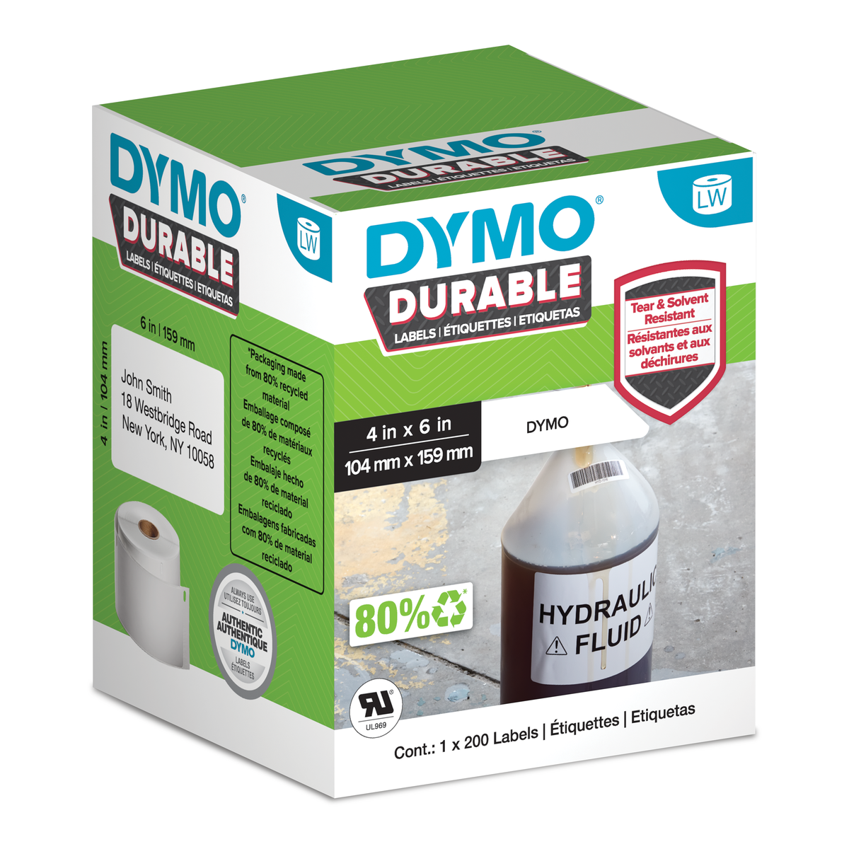Dymo Durable extra-large shipping label (104mm x 159mm) compatible with 4XL printer only