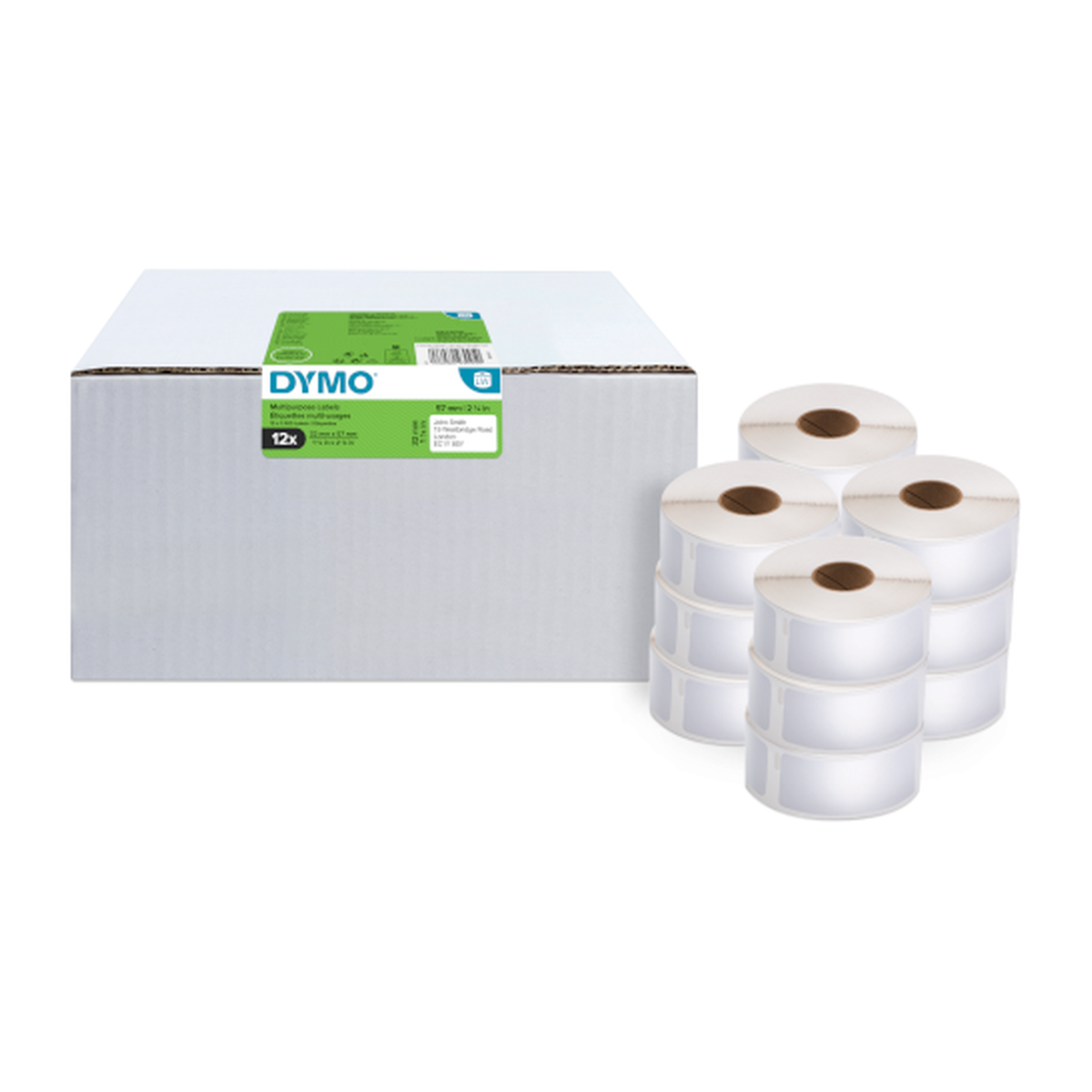 Dymo Multi-purpose LW label, white paper, 57x32mm, 1000 labels/roll Value pack 12 pcs