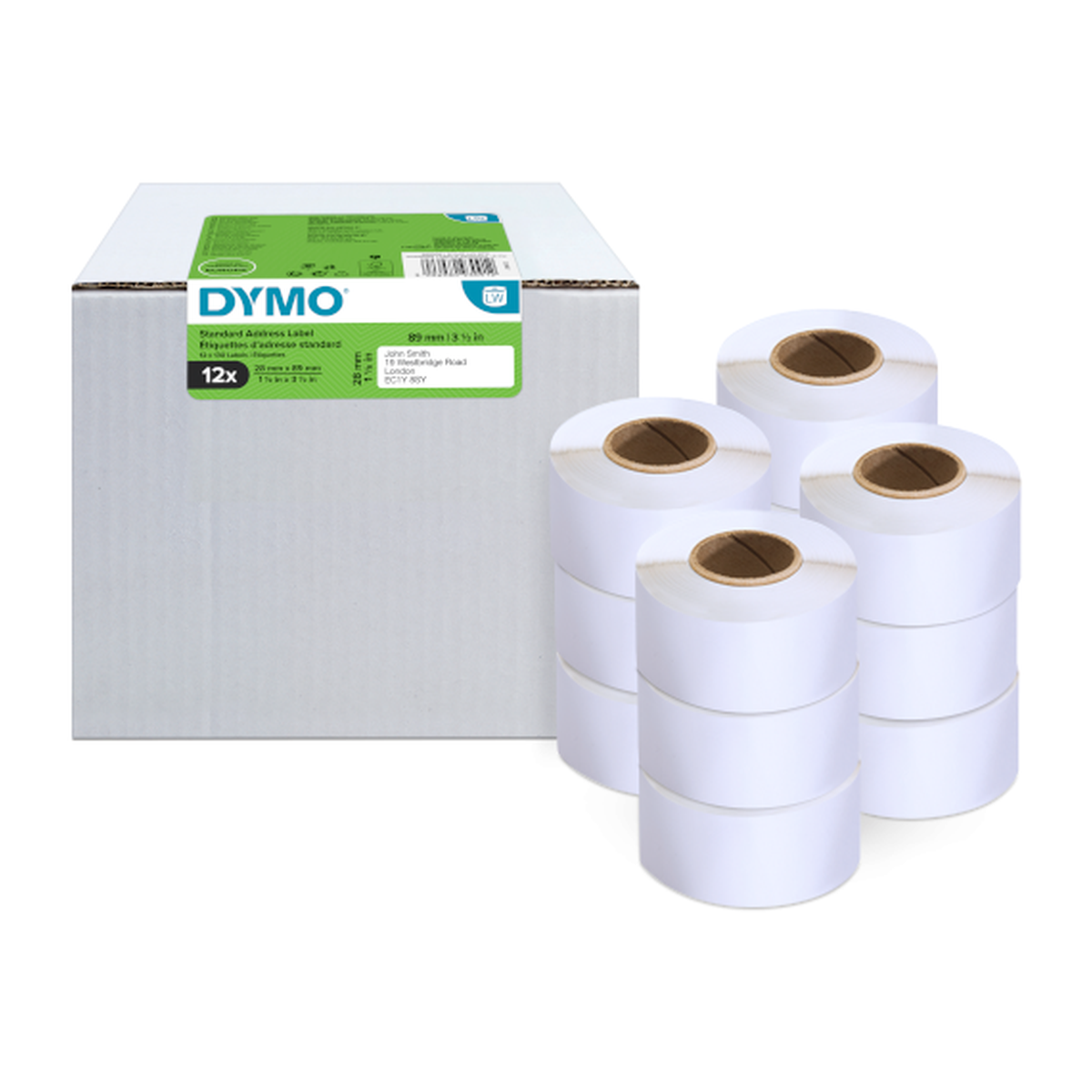 Dymo LW address label white paper, 89x28mm, 130 labels/roll - Value pack - 6 pcs/ 12 rolls