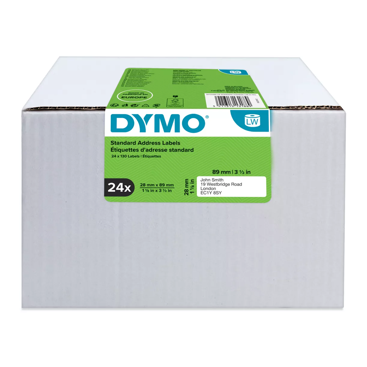 Dymo LW address label white paper, 89x28mm, 130 labels/roll – Value pack – 12 pcs/ 24 rolls
