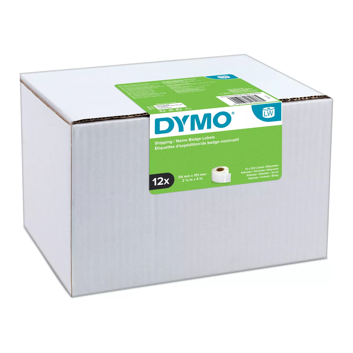 Dymo LW label, white paper, 101x54mm 220 labels/roll Value Pack 12 pcs
