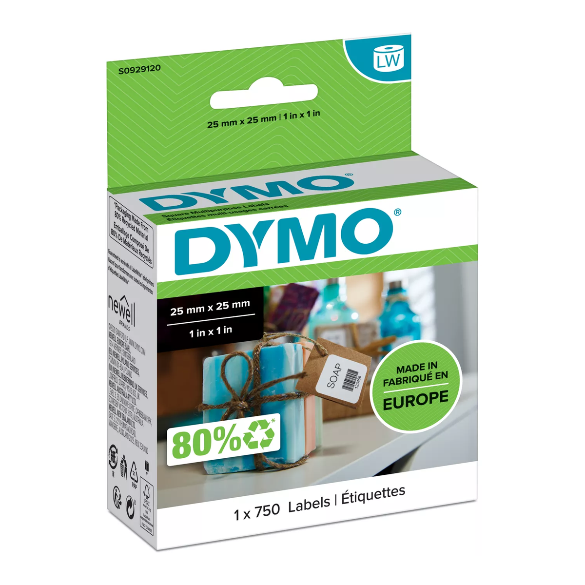 Dymo Square multi-purpose labels 25x25mm (750)