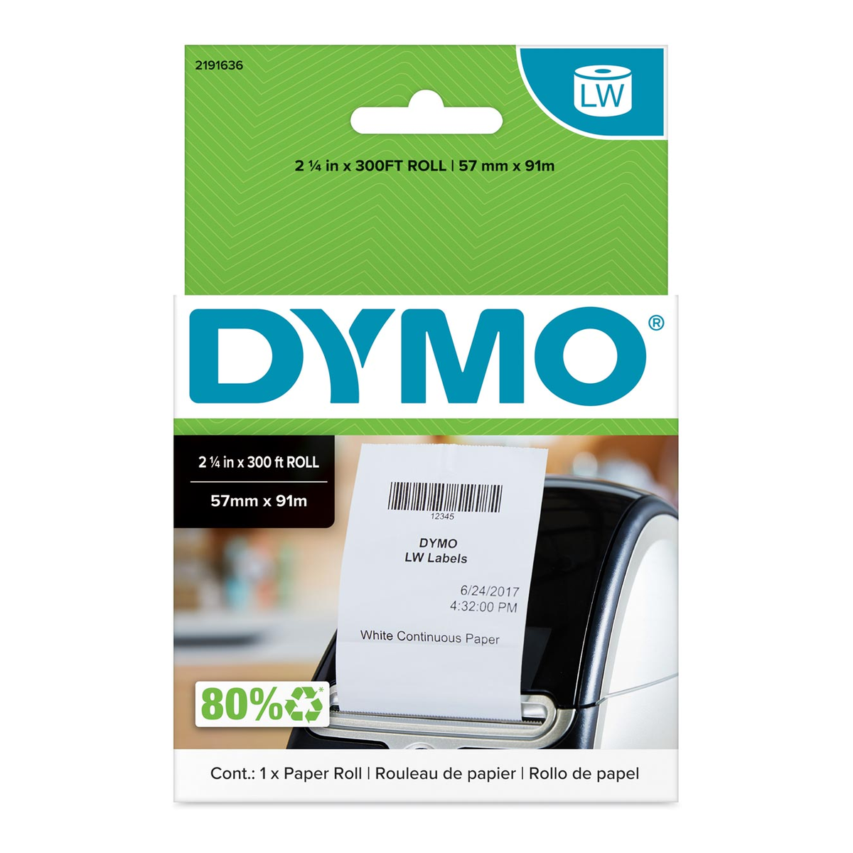 Dymo PAPER RECEIPT ROLL 57 mm x 91 m