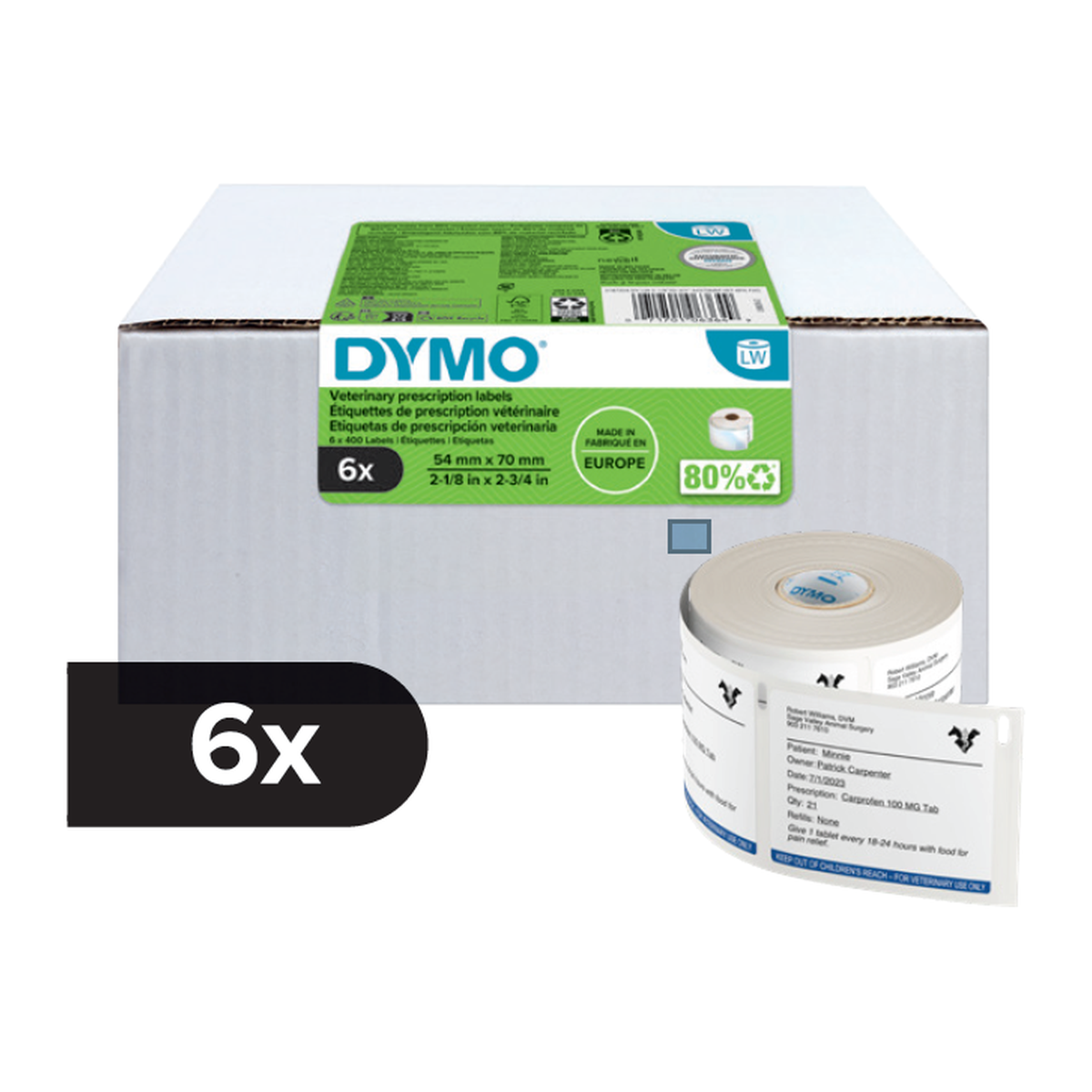 Dymo VETERINARY LABELS 70x 54mm