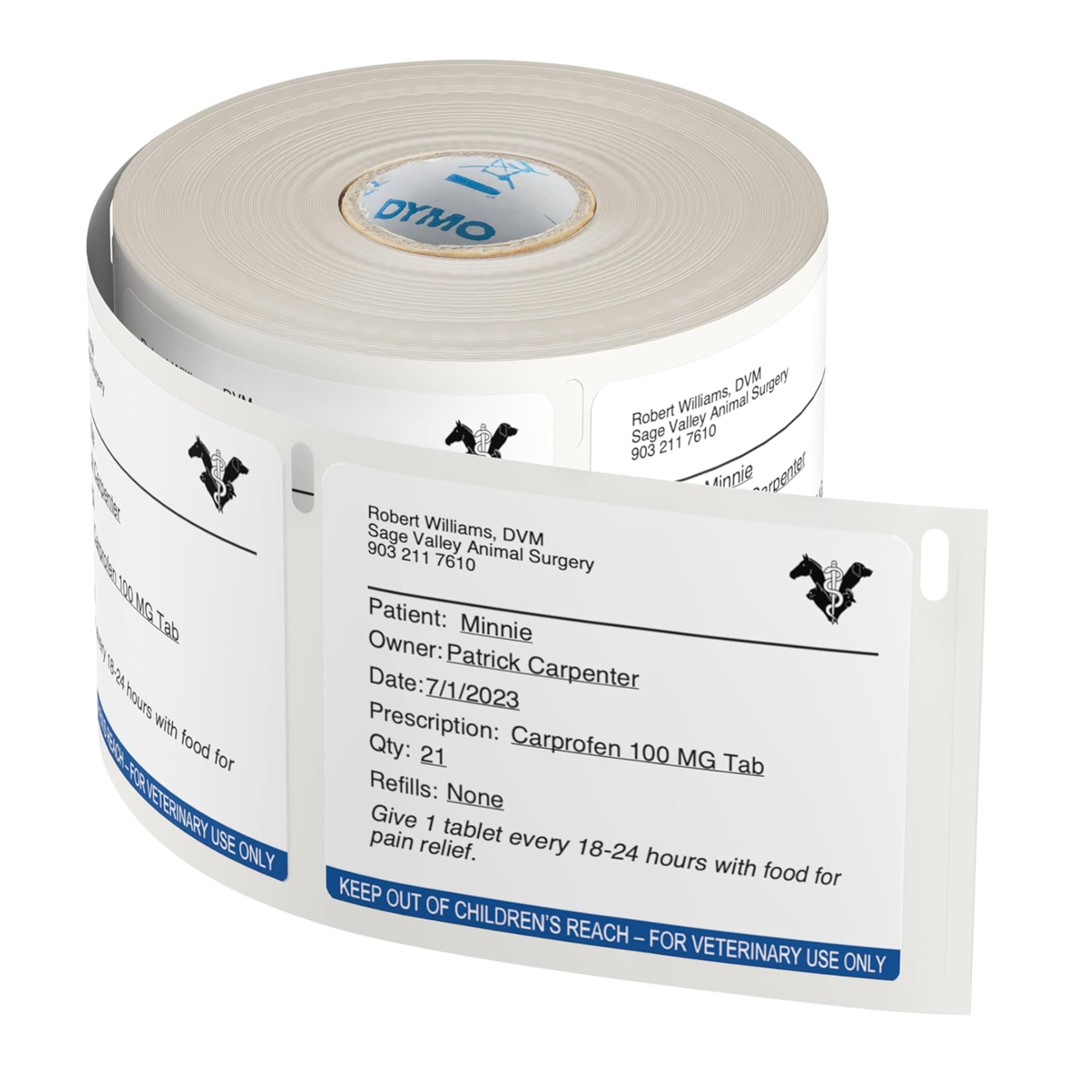 Dymo VETERINARY LABELS 70x 54mm