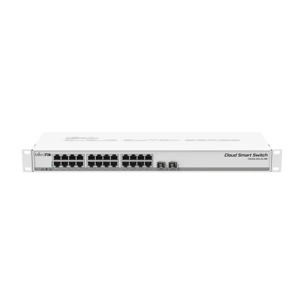 Mikrotik CSS326-24G-2S+RM Managed Gigabit Ethernet (10/100/1000) Supports Power Over Ethernet (PoE) 1U Network Switch. White