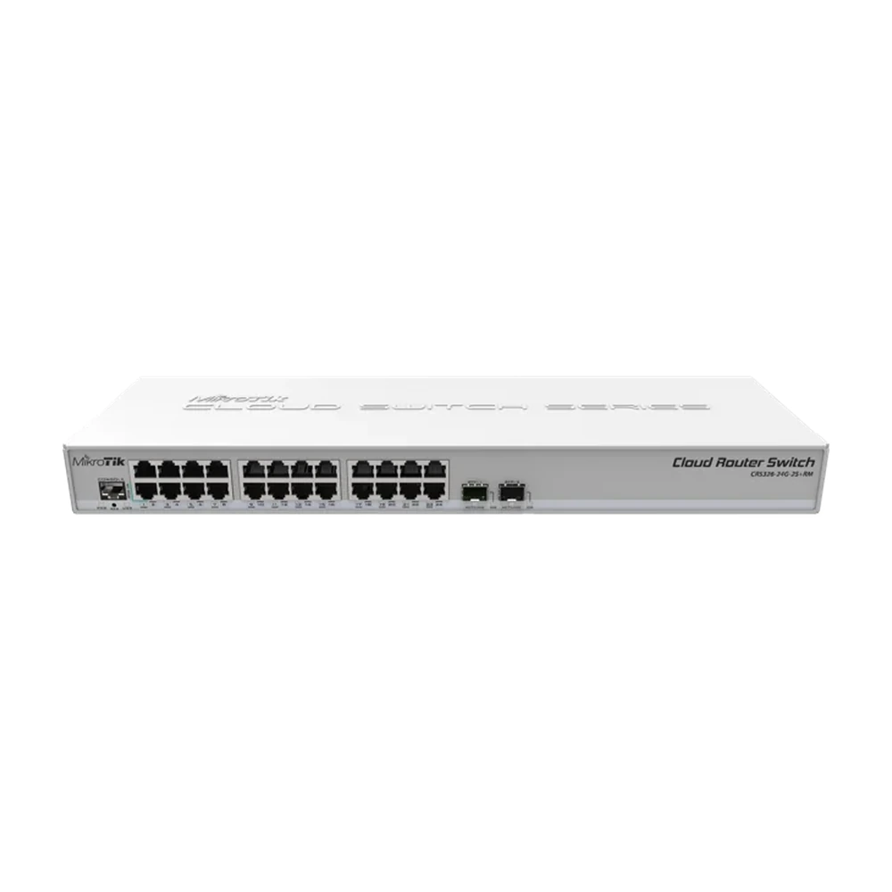 Mikrotik CRS326-24G-2S+RM 24 Port Gigabit Ethernet Switch with 2 SFP+ Ports. Dual Boot RouterOS/SwOS. Managed. Metal Case. Compatible with Desktop/Laptop/Printer